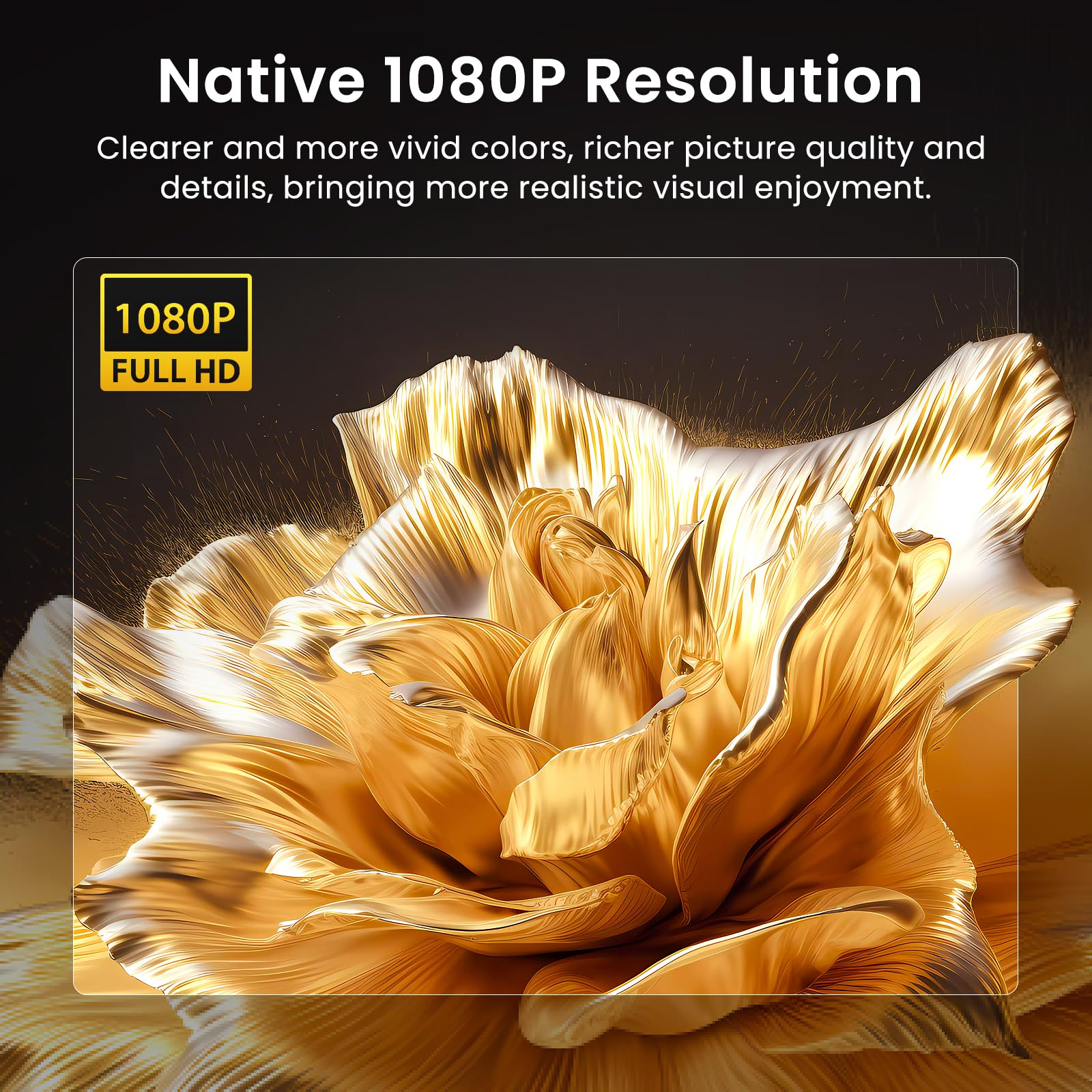 HAPPRUN Proyector, proyector Bluetooth Nativo 1080P, proyector de películas portátil para Exteriores de, Compatible con Smartphone, HDMI, USB, AV, Fire Stick, PS5