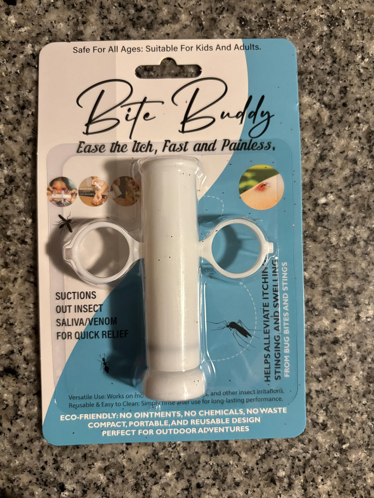 Succionador Bite Buddy Blanco Alivio Natural para Picaduras de Mosquitos, Abejas y Avispas
