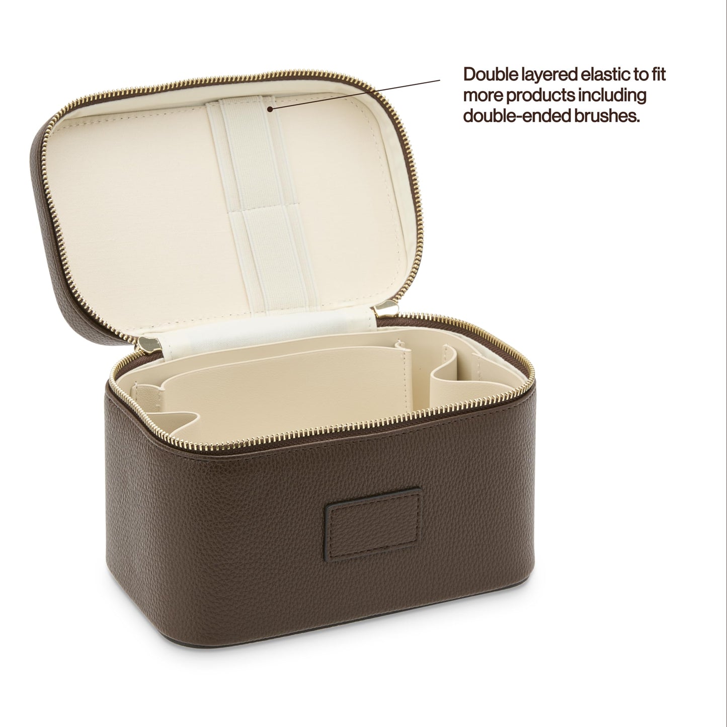 ETOILE - Mini estuche de cambiador elegante organizador de bolsa de maquillaje de viaje con divisores extraíbles, Espresso, Mini estuche de viaje cosmético