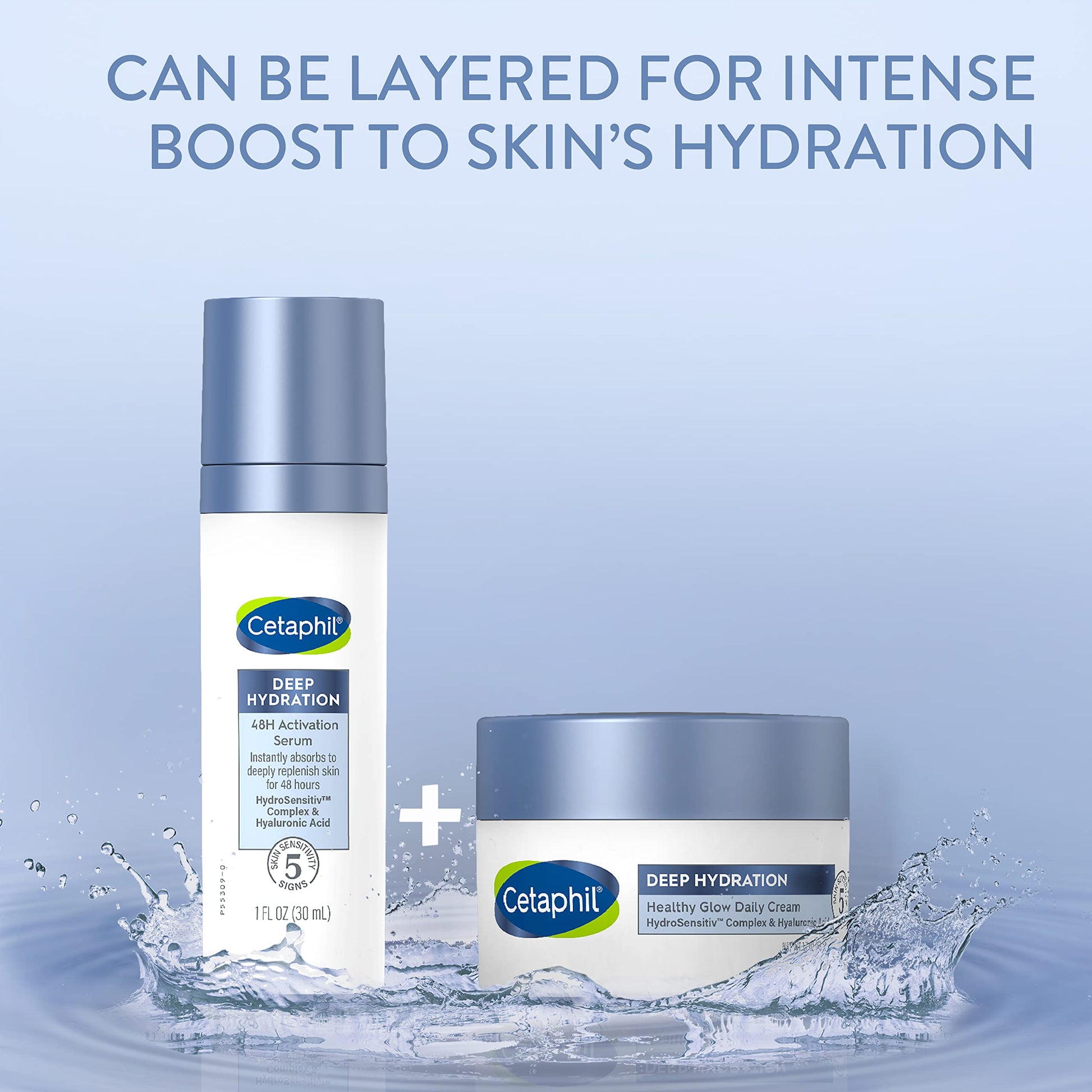 CETAPHIL Deep Hydration Fragrance Free 48 Hour Activation Serum, 1 fl oz, 48Hr Dry Skin Face Moisturizer for Sensitive Skin, With Hyaluronic Acid, Vitamin E & B5, Dermatologist Recommended