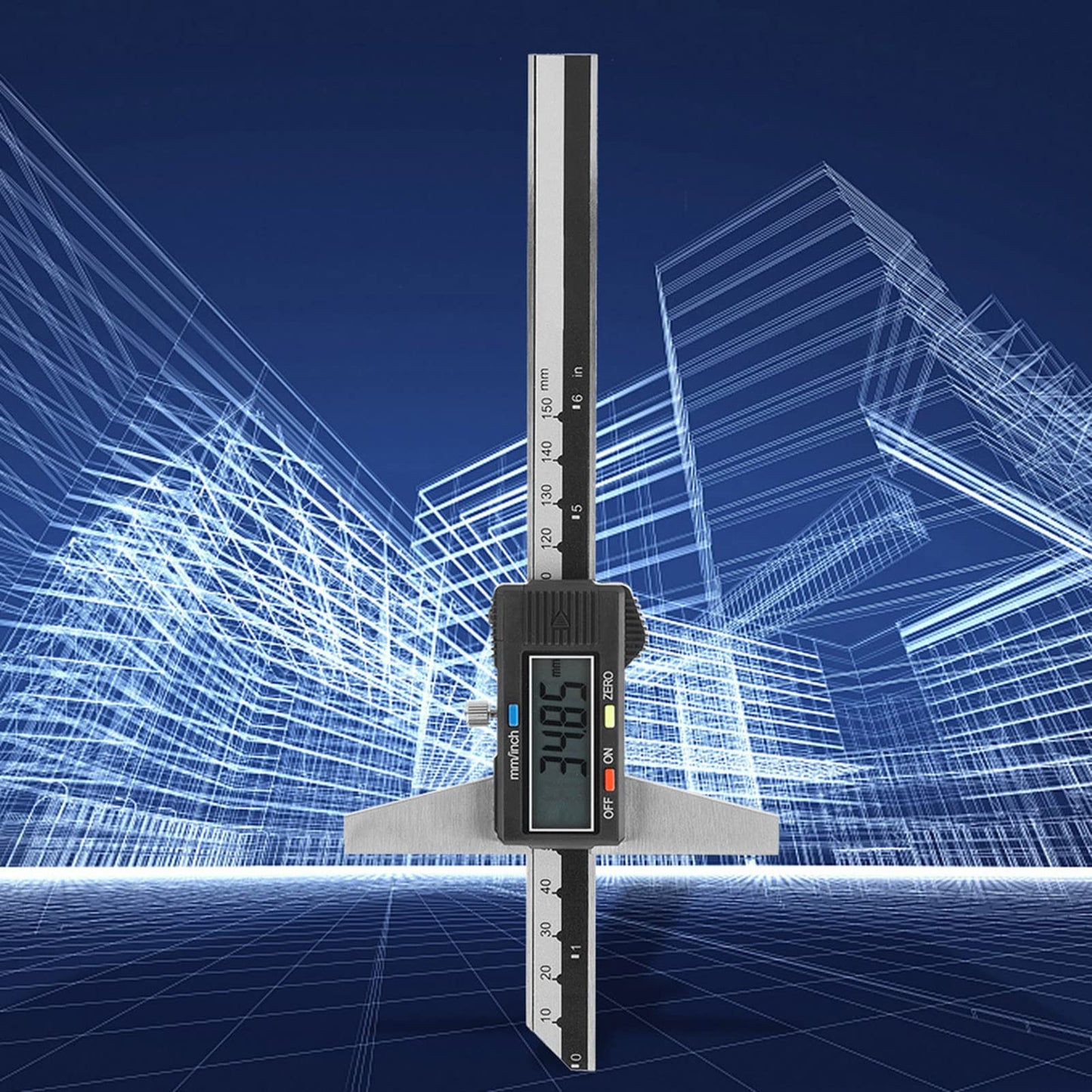 Medidor Digital de Profundidad Calibrador Electrónico de Acero Inoxidable