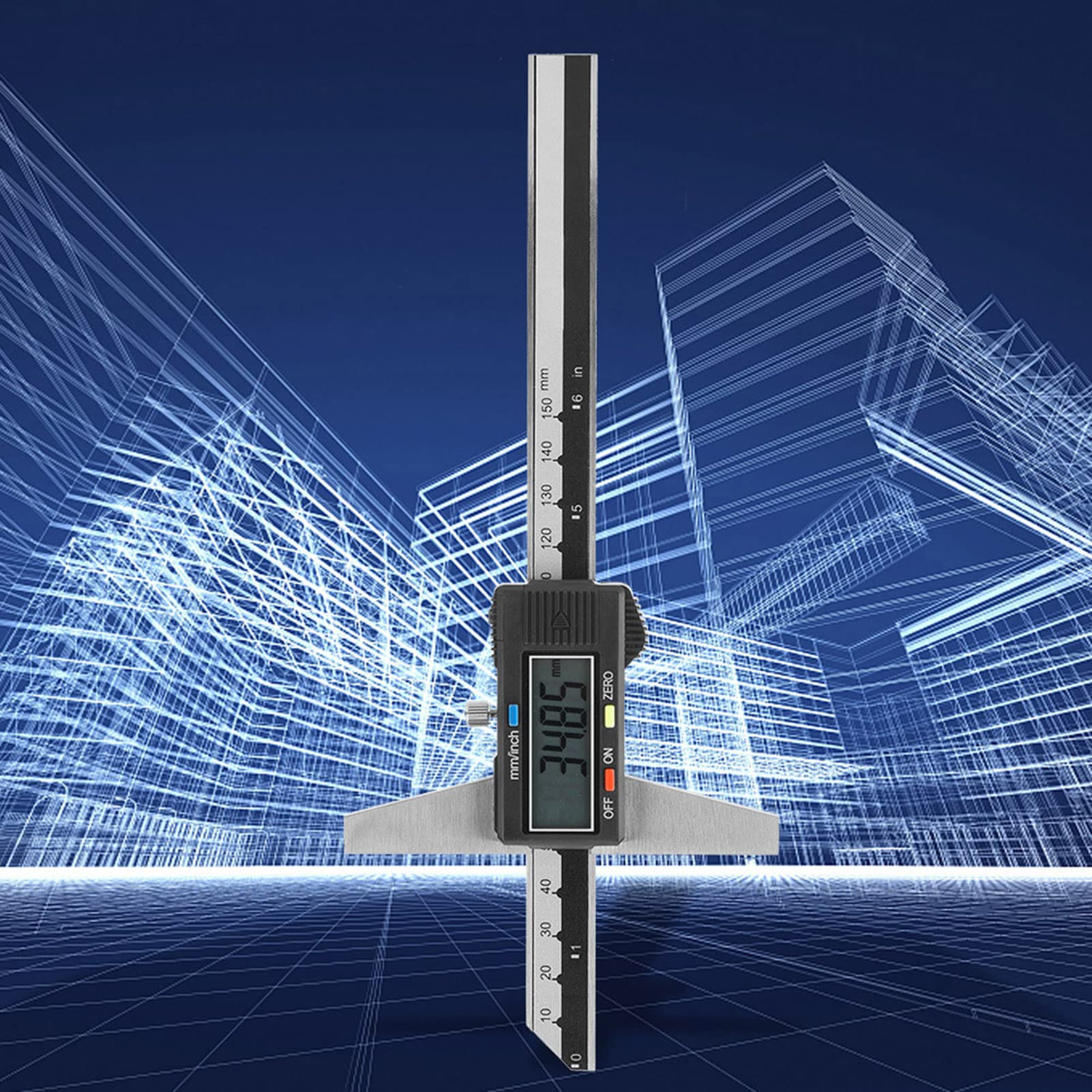 Medidor Digital de Profundidad Calibrador Electrónico de Acero Inoxidable