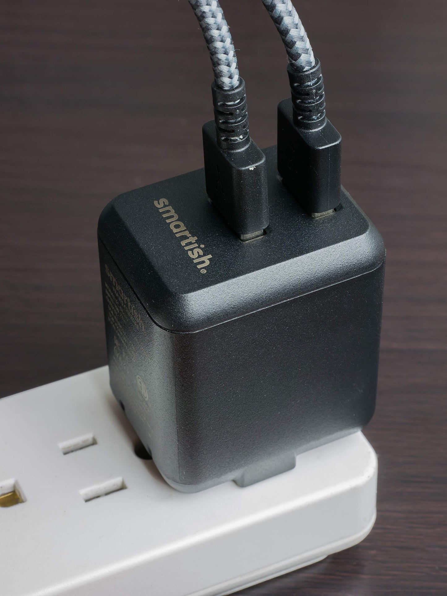 Smartish Cargador de pared USB de 2 puertos – Charge Shack máxima velocidad 4.8 Amp cargador rápido compatible con iPhone Android y todos los dispositivos USB (seda) – Negro