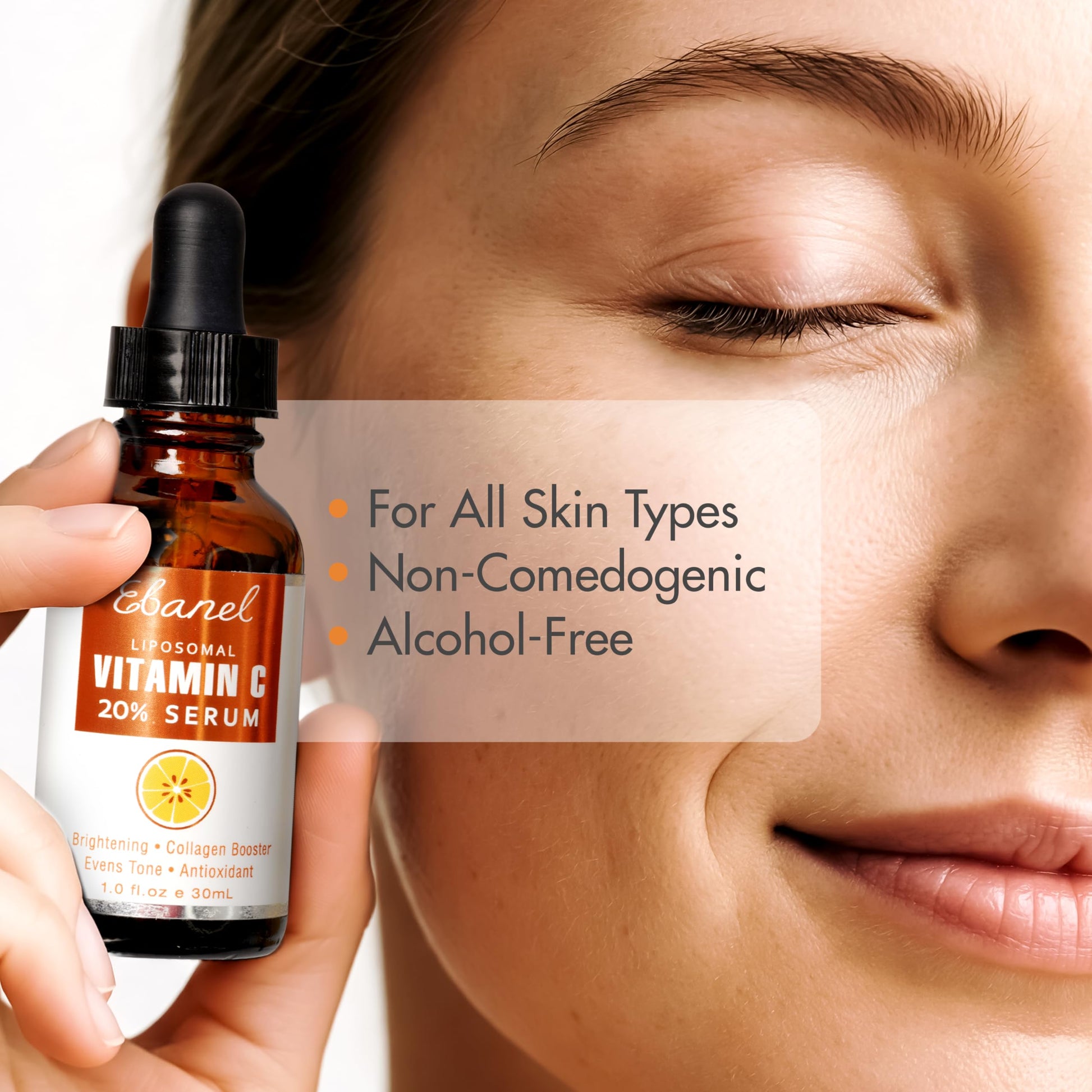Ebanel 20% Vitamin C Face Serum with Hyaluronic Acid,1oz Max Strength Anti-Aging Anti-Wrinkle Ascorbic Acid Facial Serum Antioxidant with Collagen for Dark Spot,Fine Line,Skin Brightening and Firming