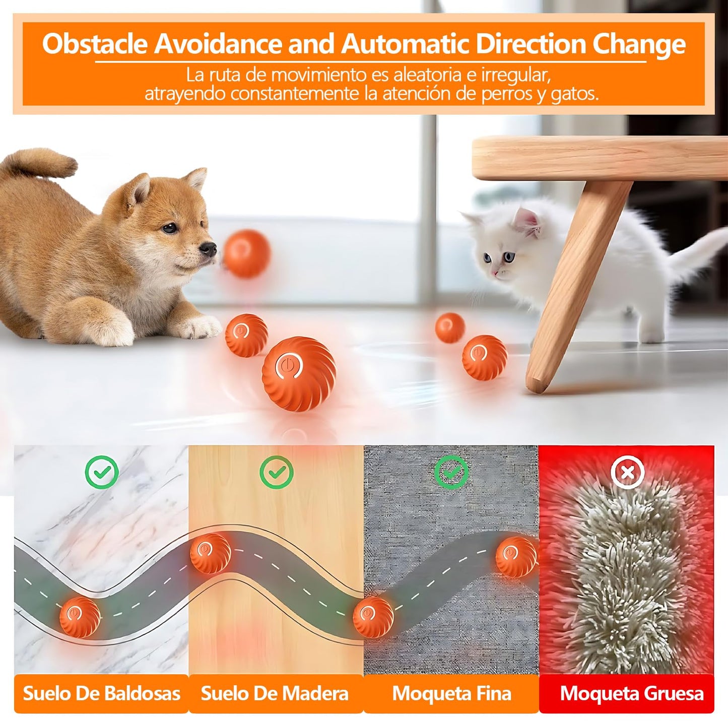 Pelota Interactiva UIOERGF Inteligente para Perros Pequeños y Gatos