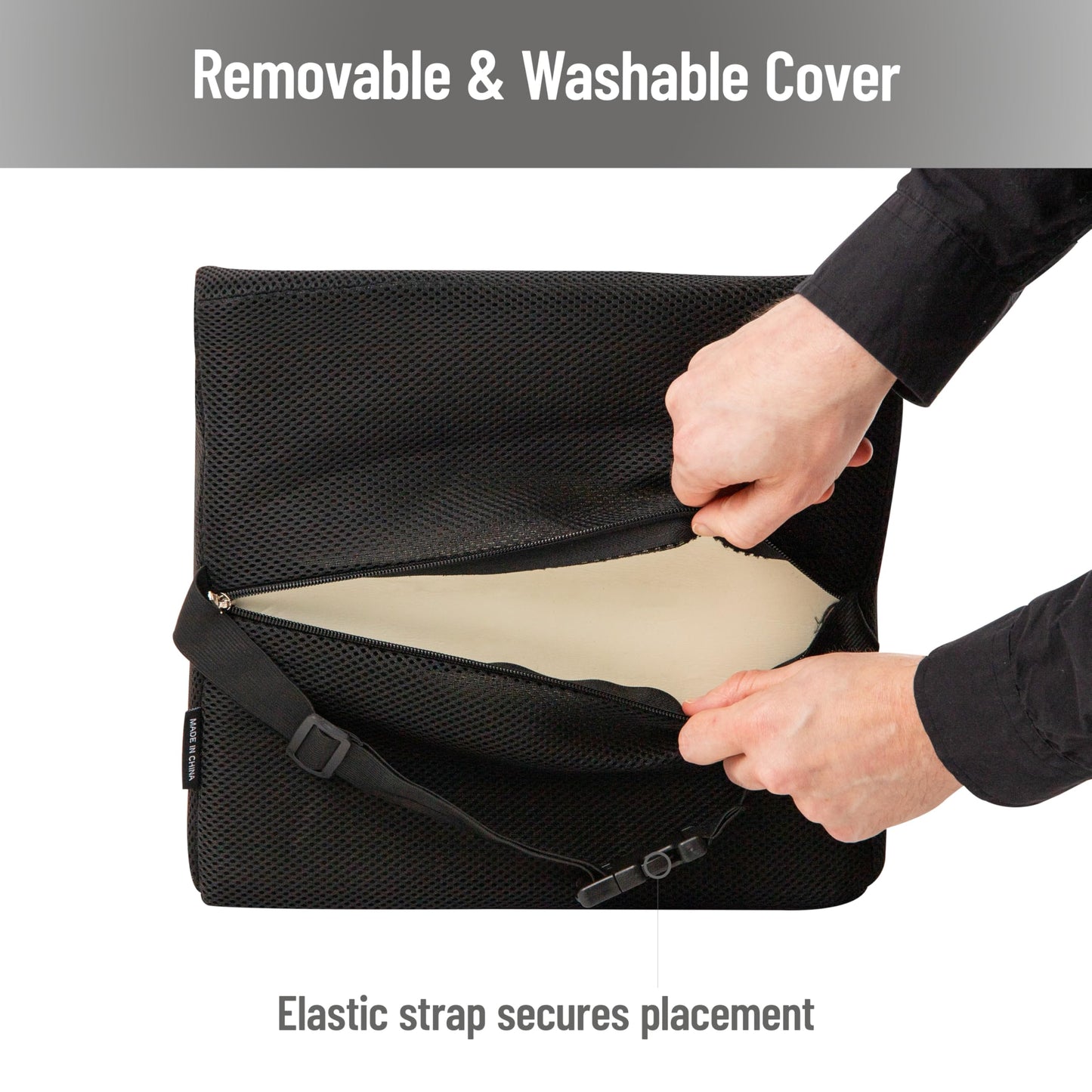 Cojín Ergonómico Mind Reader Negro con Espuma Viscoelástica para Silla de Oficina