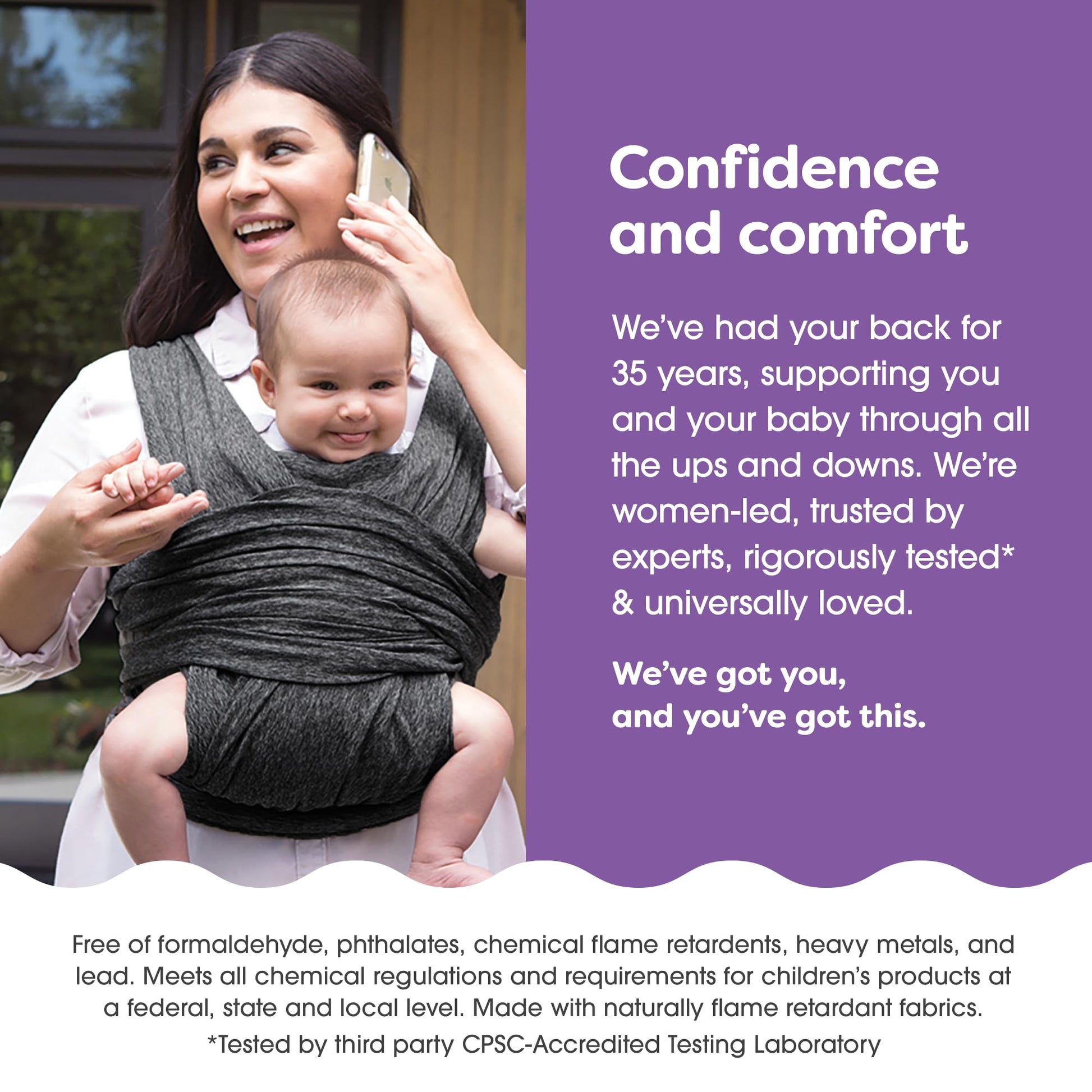 Boppy Portabebés Híbrido Ajustable, 8-35 Libras, Gris Jaspeado, Portabebés para Recién Nacido a Niño Pequeño con Correas Ajustables y Comodidad de una Envoltura de Bebé