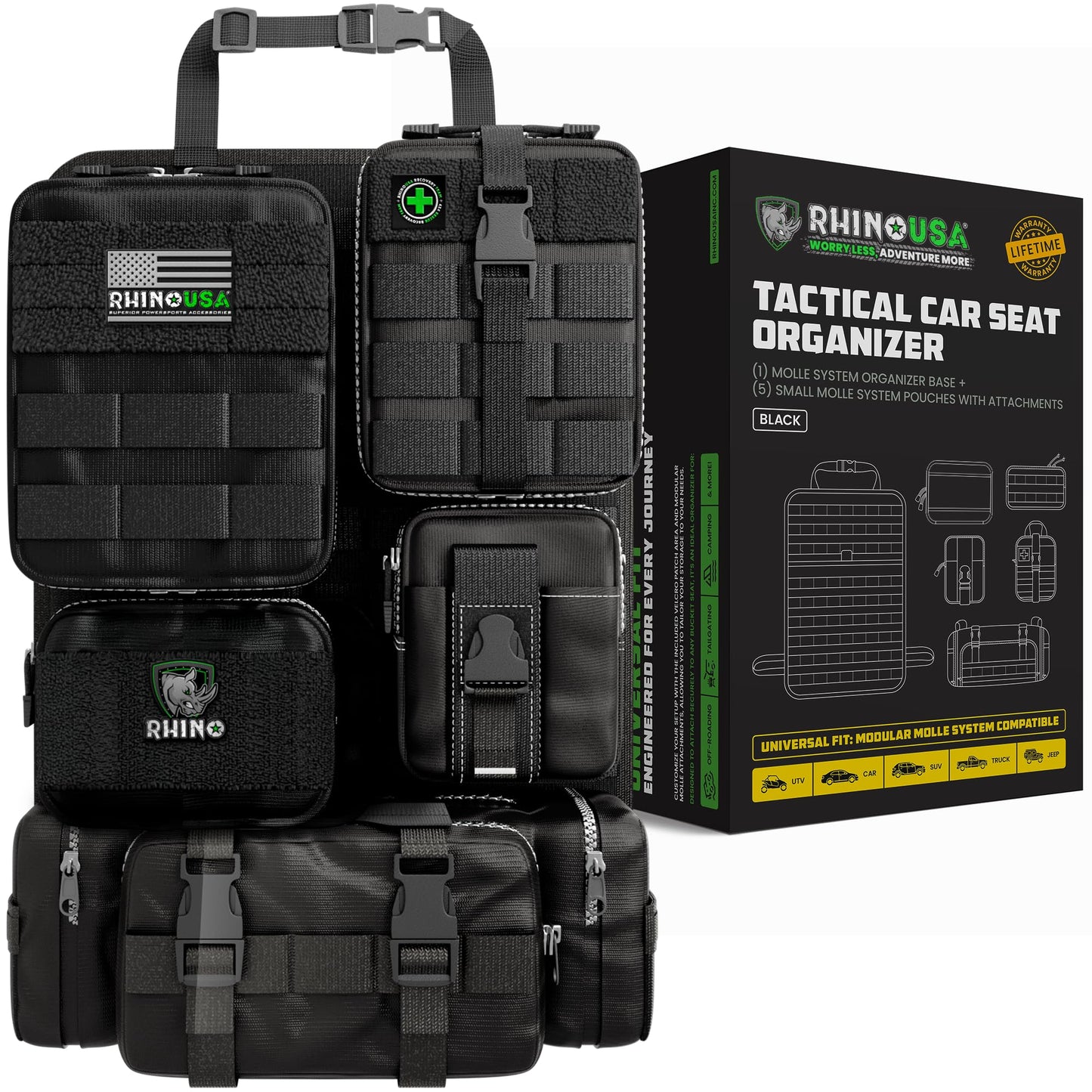 Rhino USA Organizador Táctico para Asiento - Almacenaje Molle Militar