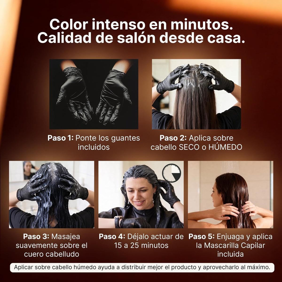 Herbishh Shampoo Color para Cabello Gris Natural - Dura Hasta 3-4 Semanas 500ml - Color de Cabello 3 en 1 Sin Amoniaco | Herbishh (Café Oscuro)