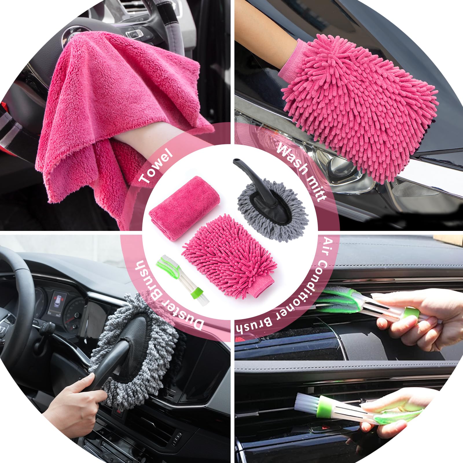 AUTODECO - Kit de 41 piezas de limpieza de coche, kit de limpieza de detalles interiores con aspiradora de mano de alta potencia, cubeta plegable, herramienta para parabrisas, pala de nieve, cepillo