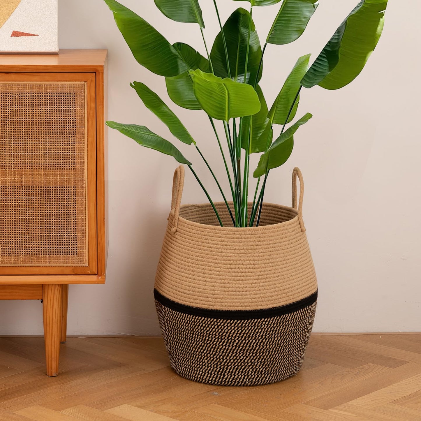 OIAHOMY Cesta para Mantas de 60L con Asa, Cesta de Almacenamiento para Sala de Estar, Cesta de Lavandería para Ropa, Toallas, Almohadas, Almacenamiento de Juguetes para Niños y Perros, Cesta de Bebé