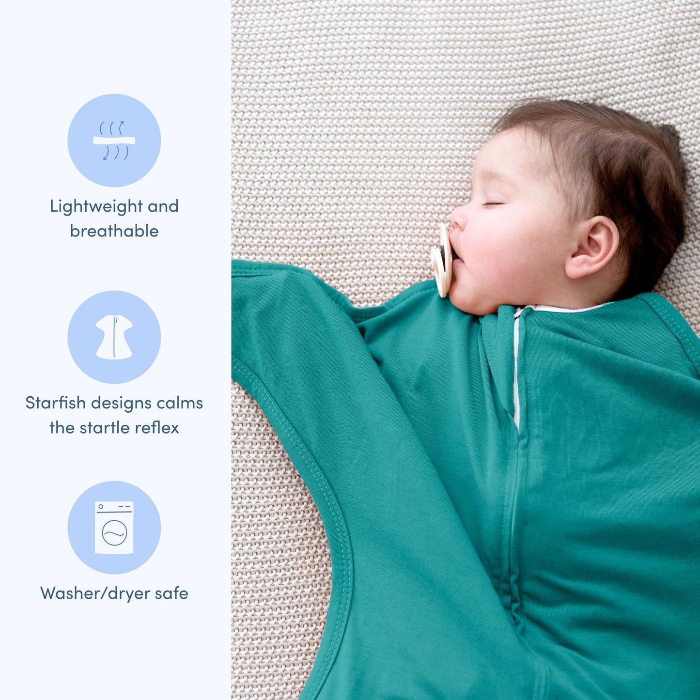 SleepingBaby Zipadee-Zip Transition Swaddle - Manta para bebé con cremallera para envolver con comodidad - Manta portátil espaciosa para cambios de pañal fáciles - Azul teja clásico, X-Pequeño (3-6