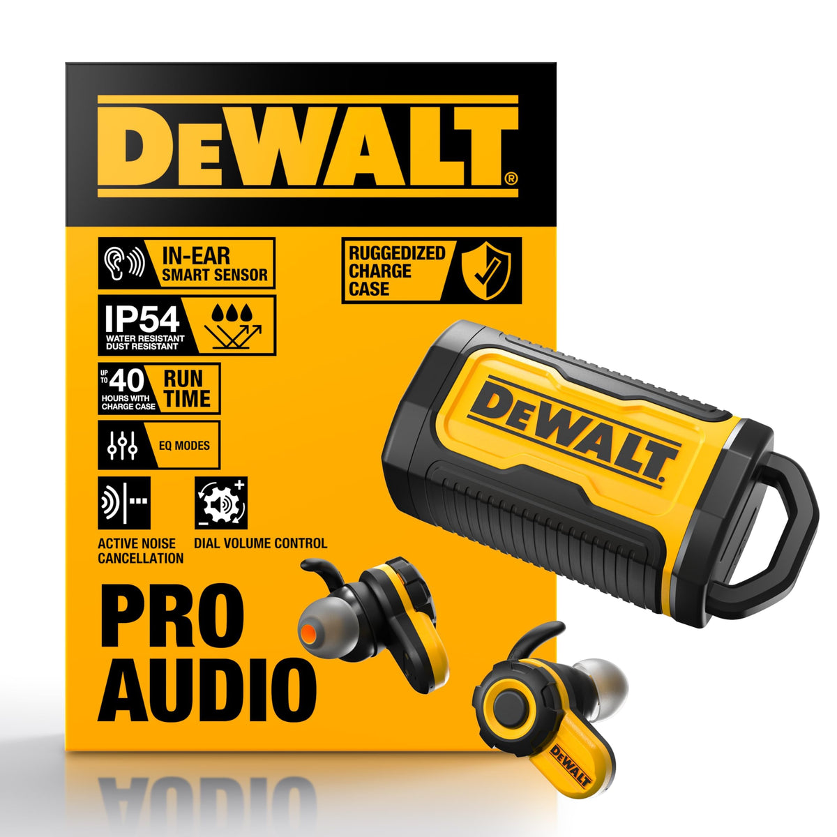 Auriculares Inalámbricos Bluetooth DEWALT Negro con Reducción de Ruido Jobsite Pro X2 ANC True