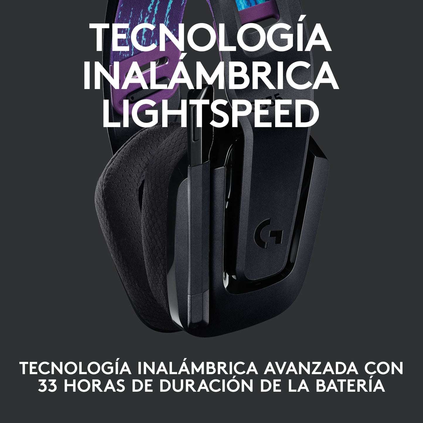 Logitech G535 Lightspeed Audífonos Inalámbricos para Gaming - Ligeros, Micrófono Volteable para silenciar, compatibles con PC, PS4, PS5, hasta 33 hrs de batería, Recargables USB - Negro