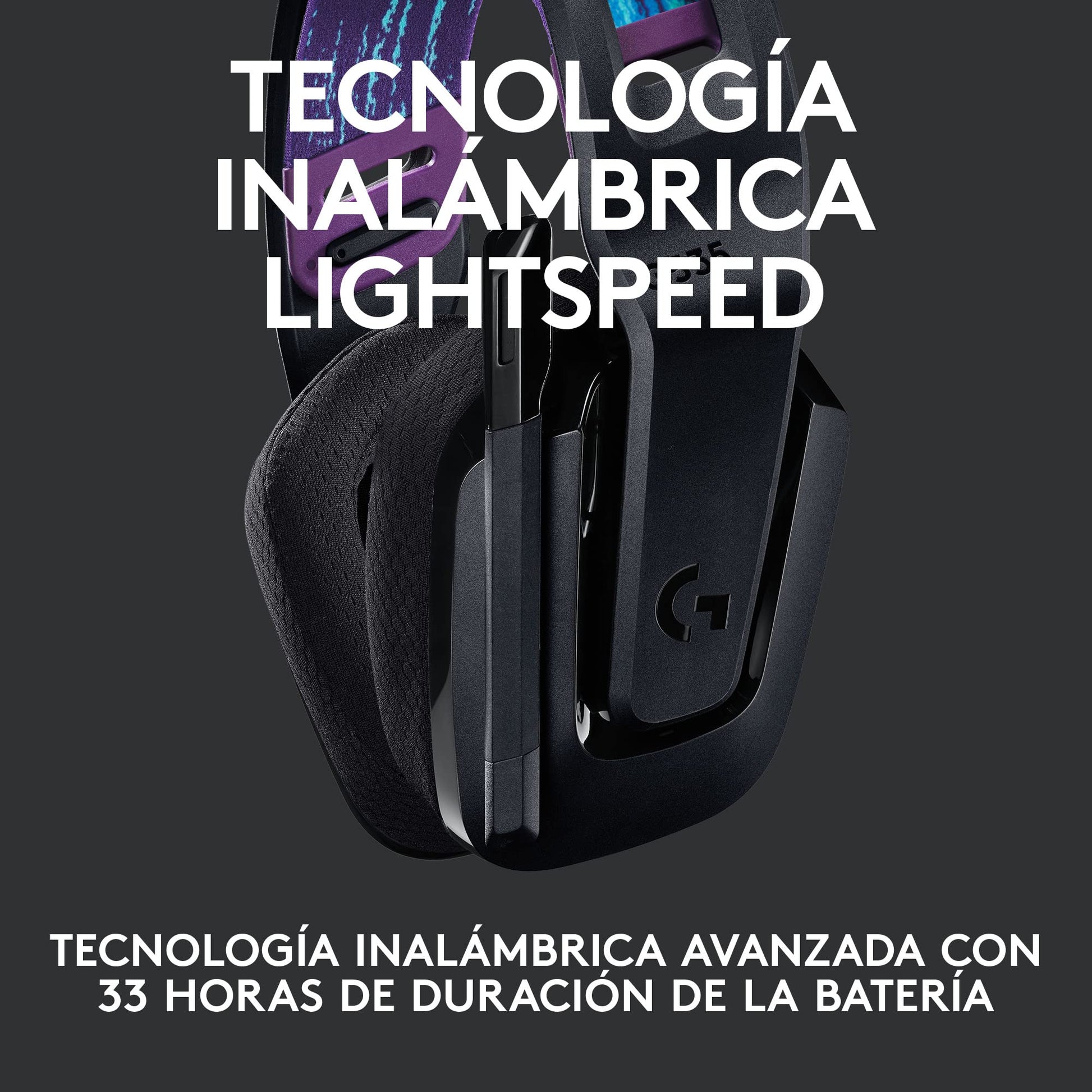 Logitech G535 Lightspeed Audífonos Inalámbricos para Gaming - Ligeros, Micrófono Volteable para silenciar, compatibles con PC, PS4, PS5, hasta 33 hrs de batería, Recargables USB - Negro