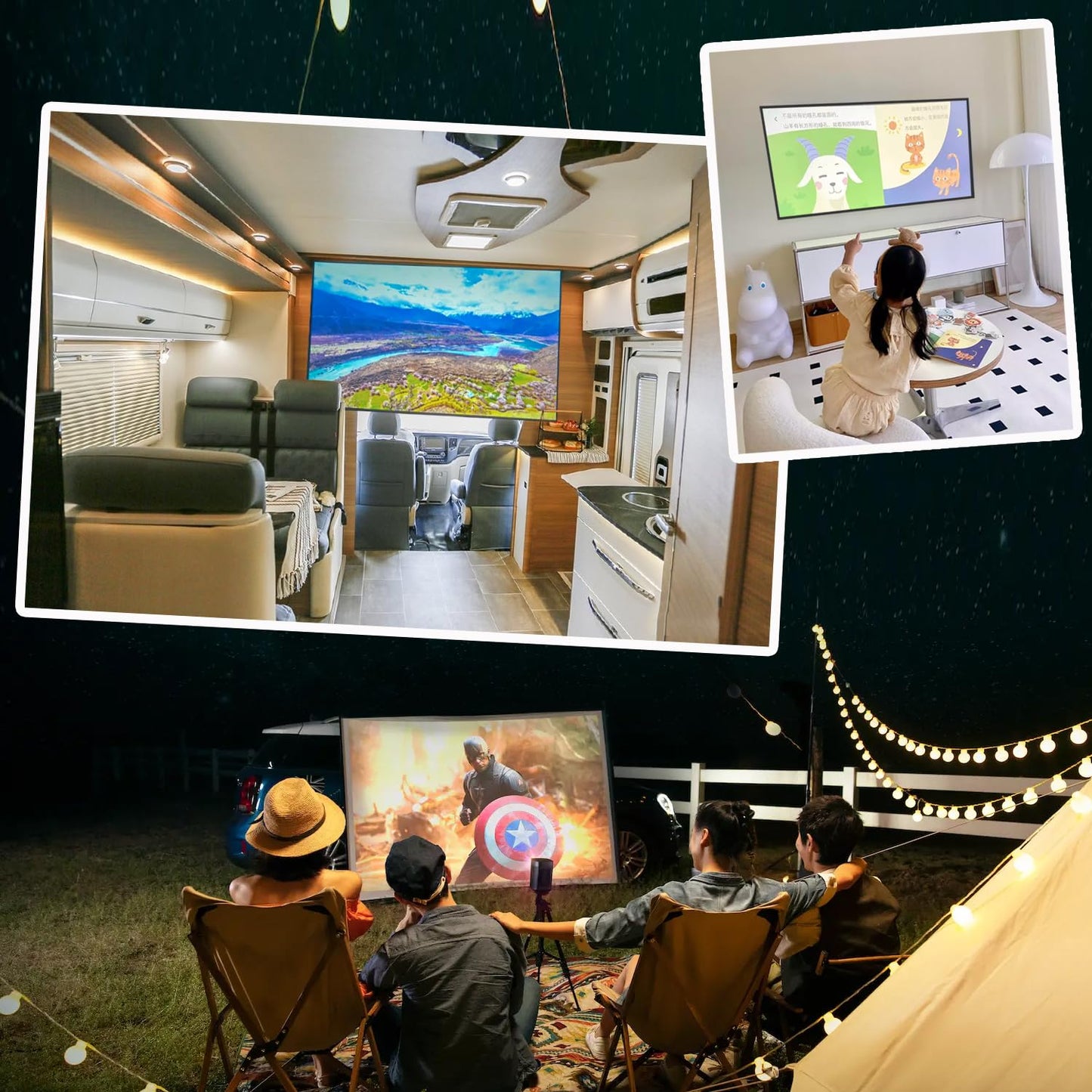 visualización de proyector plegable con marco de combinación de barra telescópica de acero inoxidable 16:9 HD 4K visualización de proyección portátil antiarrugas (70 pulgadas)