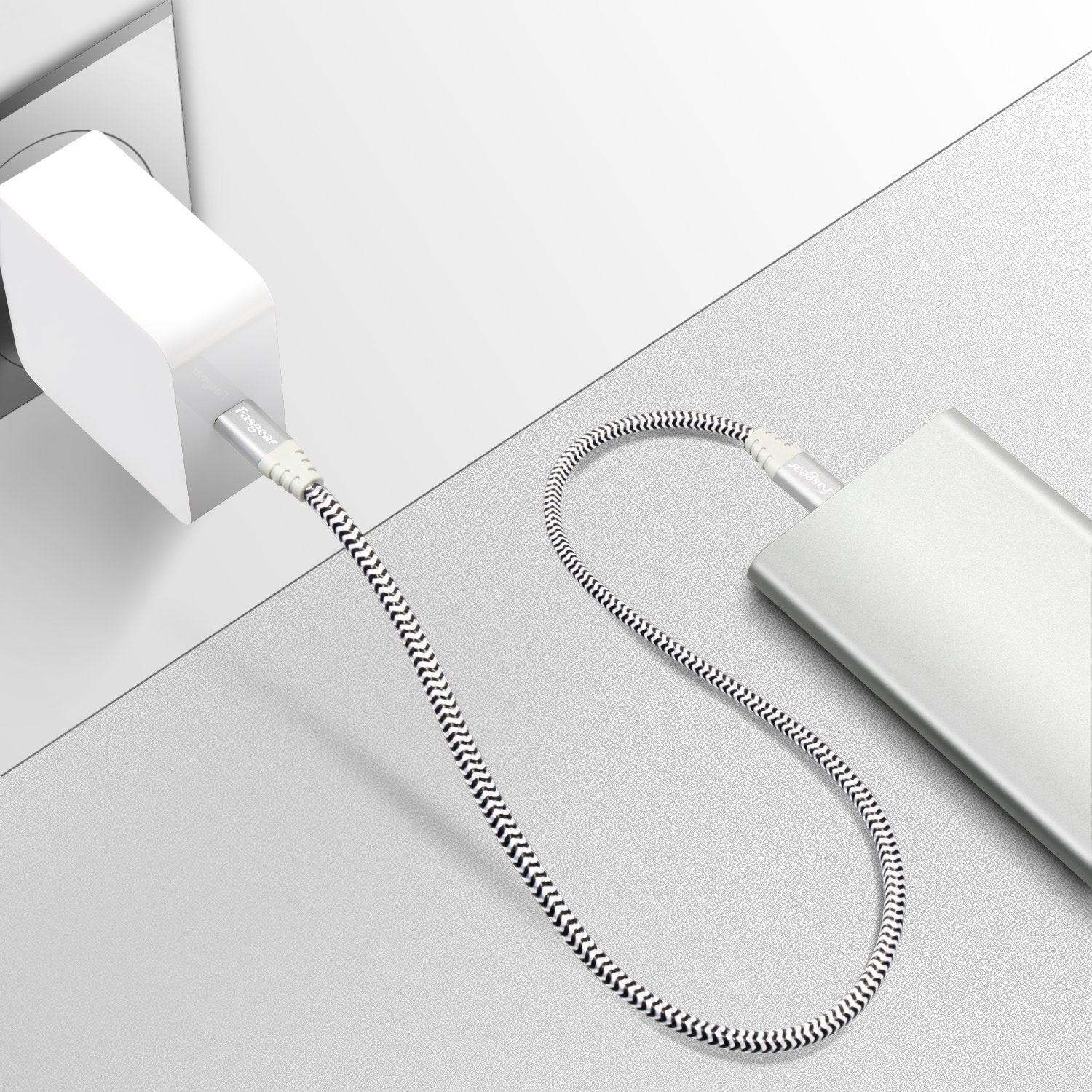 Cable USB C a Micro USB Fasgear Gris de Nailon Trenzado 1 m Compatible con Galaxy S7/S6 y HTC One