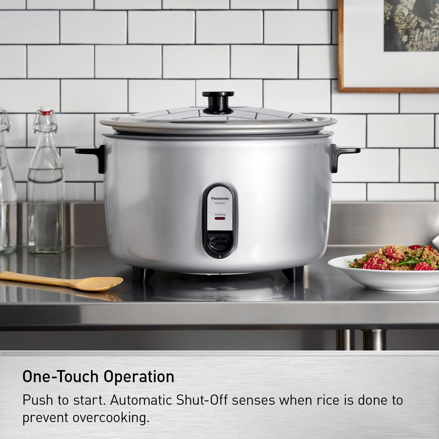 Olla de Arroz Comercial Panasonic Plata Capacidad Extra Grande 80 Tazas Cocinadas