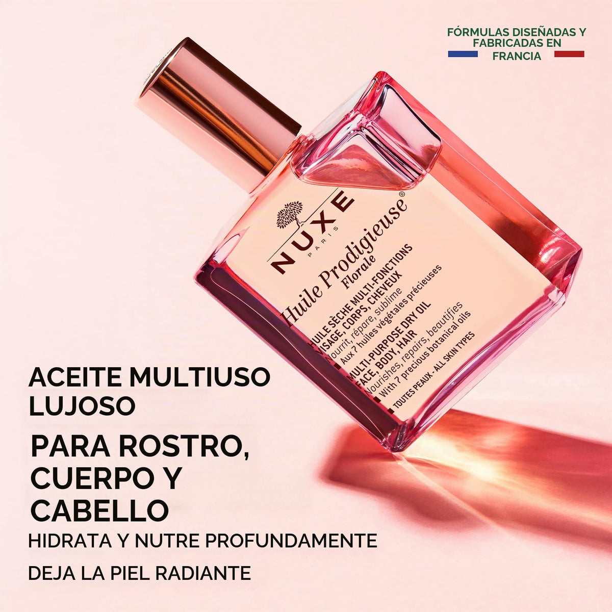 HUILE PRODIGIEUSE FLORALE - Misma fórmula, nueva fragancia con notas florales frescas. Aceite seco multi-usos que nutre, hidrata, y repara. 100ml
