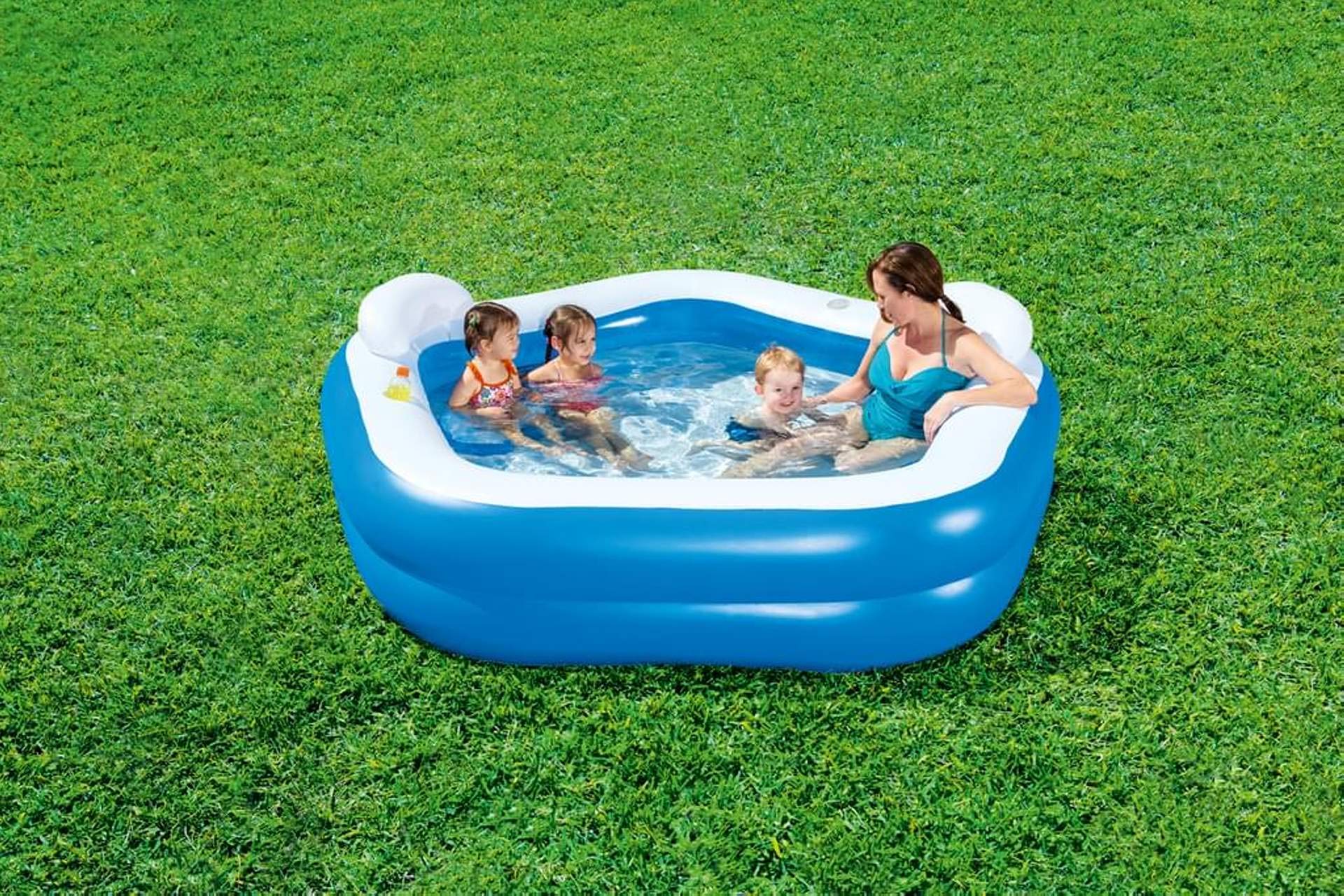 Alberca Familiar Lounge Piscina Inflable Bestway Azul Alberca Hinchable Pentagonal Alberca Azul con Blanco 2.13 mts