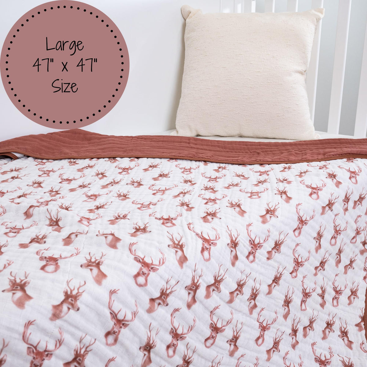 LollyBanks Manta para bebé, 100% algodón de muselina, 47 x 47 pulgadas, edredón para niños y niñas, manta de 6 capas suave y acogedora para recién nacidos, ropa de cama ligera para cuna de bebé