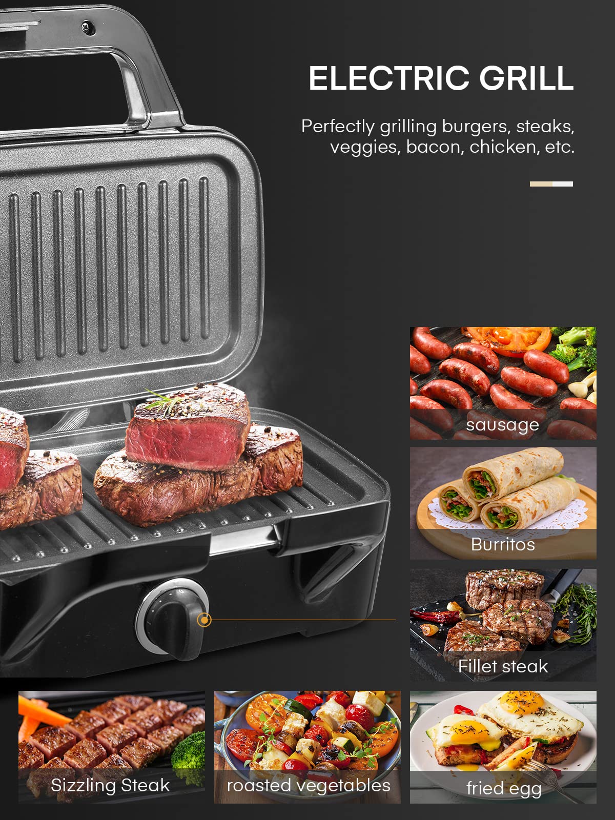 FOHERE Waffle Maker 3 en 1 Sandwichera Prensa Panini de 1200 W con placas extraíbles y control de temperatura de 5 engranajes, revestimiento antiadherente, fácil de limpiar, luces indicadoras,