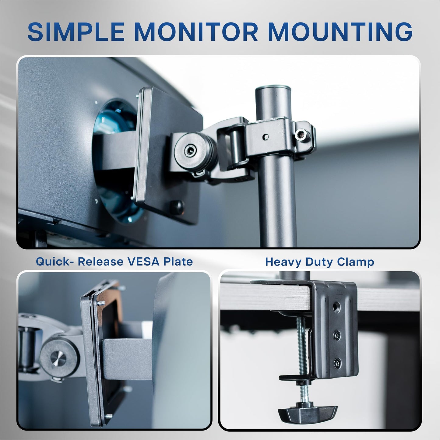 Soporte de Computadora VIVO Negro Ultra Ancho y Ajustable para Monitores Verticales Doble de Hasta 49 Pulgadas
