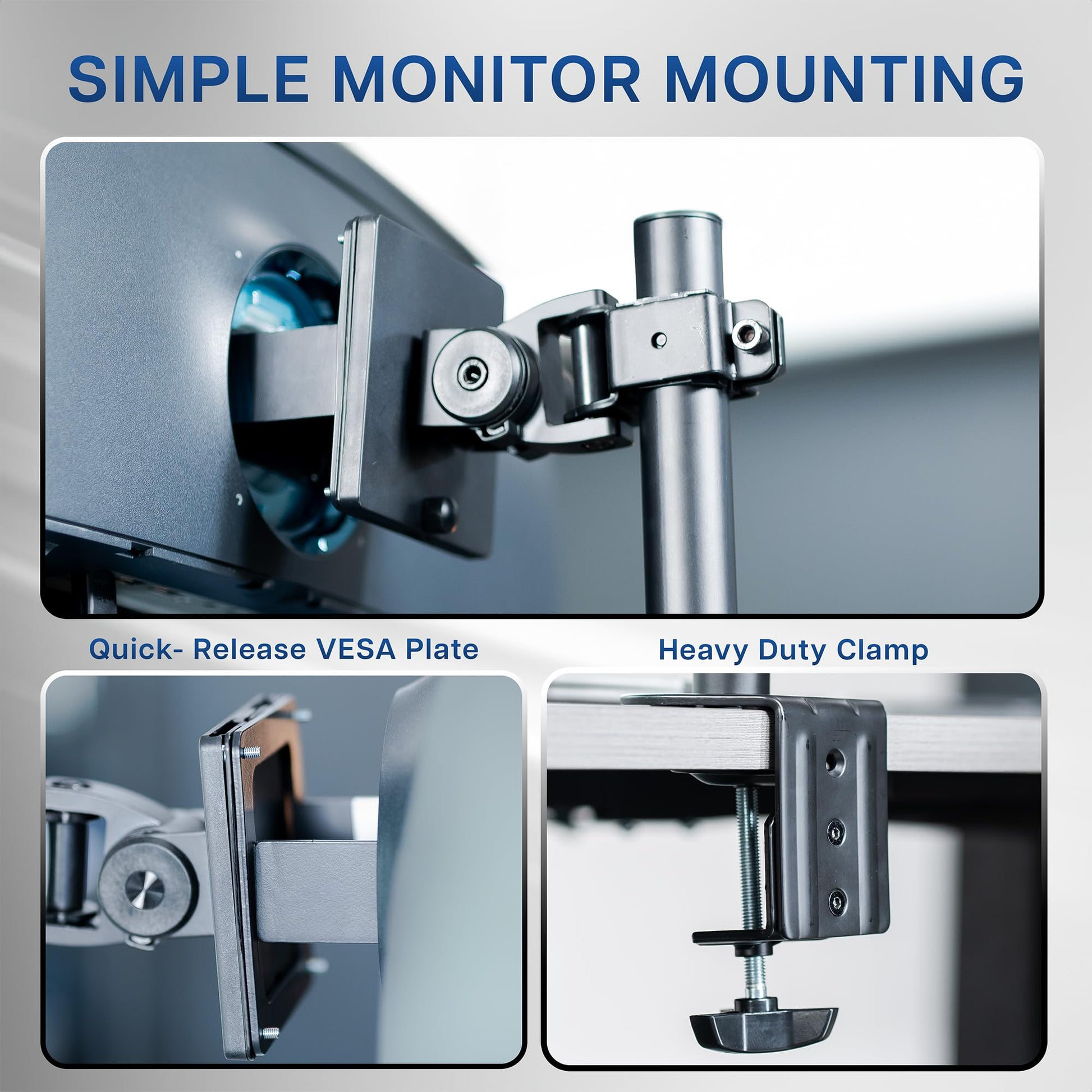Soporte de Computadora VIVO Negro Ultra Ancho y Ajustable para Monitores Verticales Doble de Hasta 49 Pulgadas