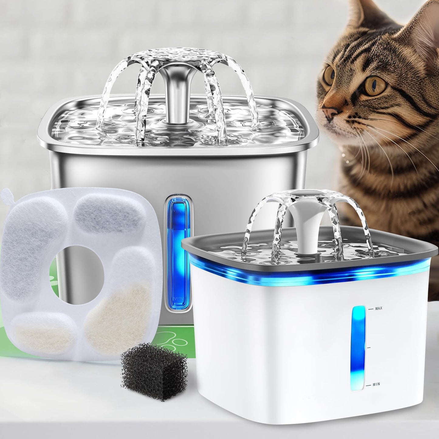 Filtro para Fuente de Agua RBAYSALE Blanco con Sistema de Triple Filtración para Mascotas