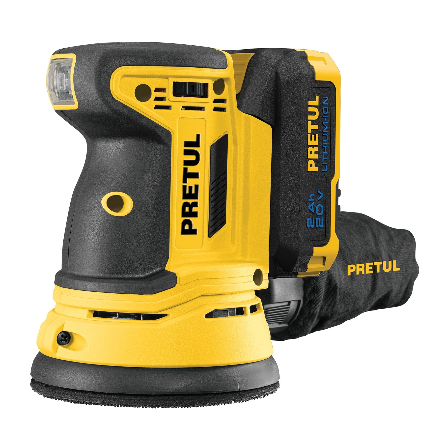 Lijadora Roto Orbital Pretul LIRI-20P Inalámbrica 5 Pulgadas 20V con Batería 2Ah