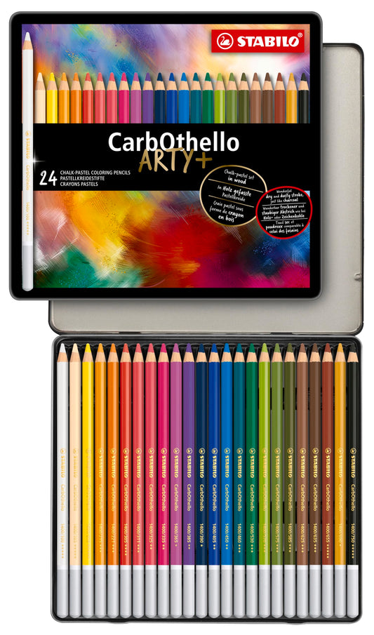 Lápiz Pastel STABILO ARTY+ Multicolor Estuche Metálico Set de 24 Piezas