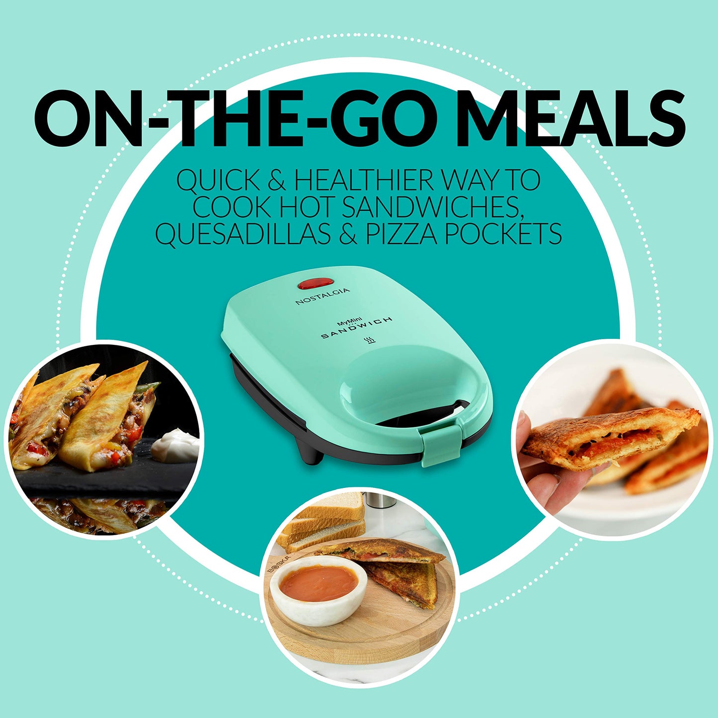 Máquina de Bocadillos Nostalgia Verde Menta para Pizza, Quesadillas y Más