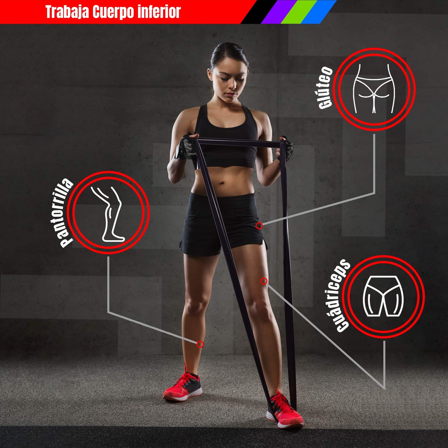 Banda de Resistencia YO.FITNESS Elástica 208 cm Extra Durable para Estiramiento y Entrenamiento de Todo el Cuerpo