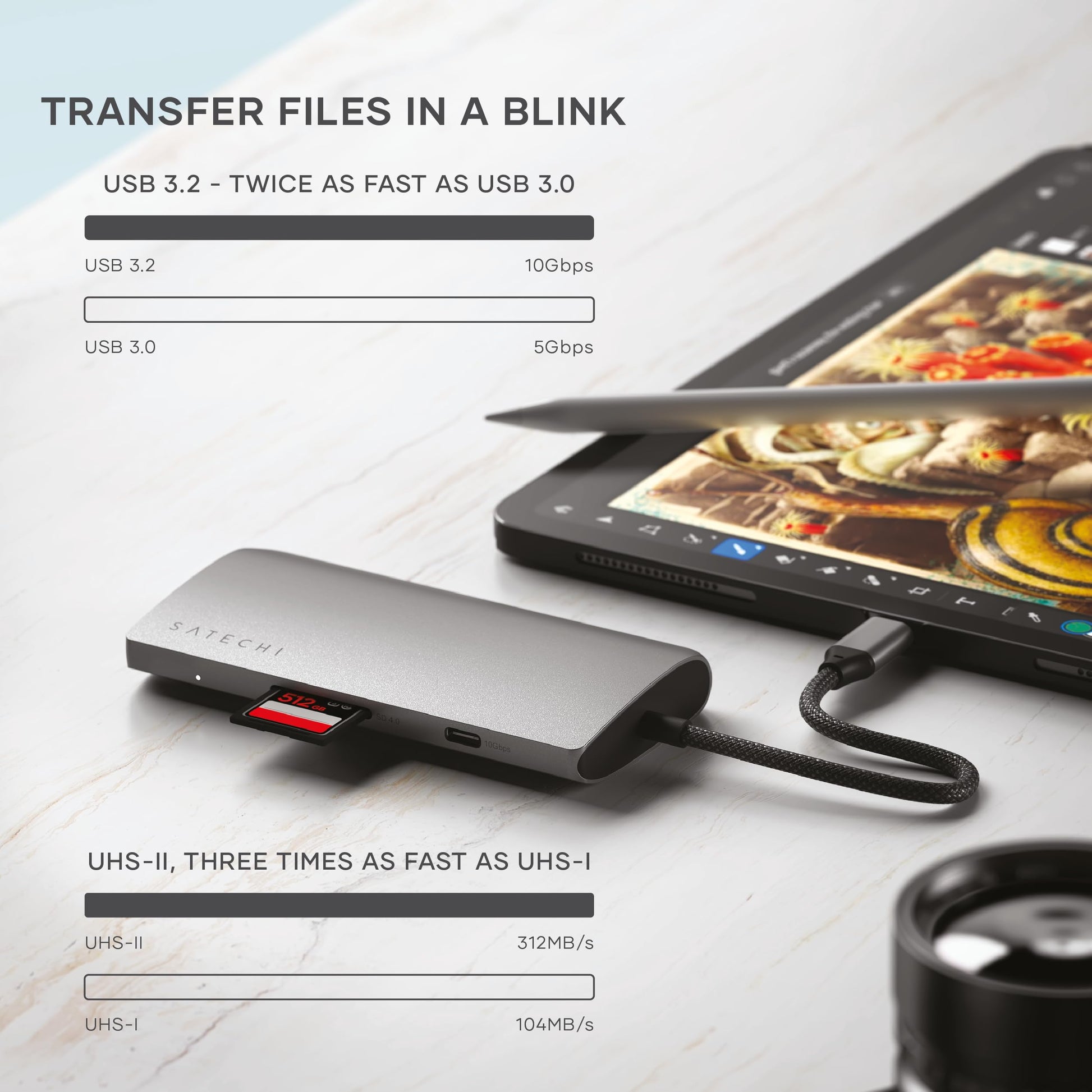 Hub USB-C SATECHI Space Gray 8 en 1 con HDMI 8K y Carga 100W para Laptop y MacBook