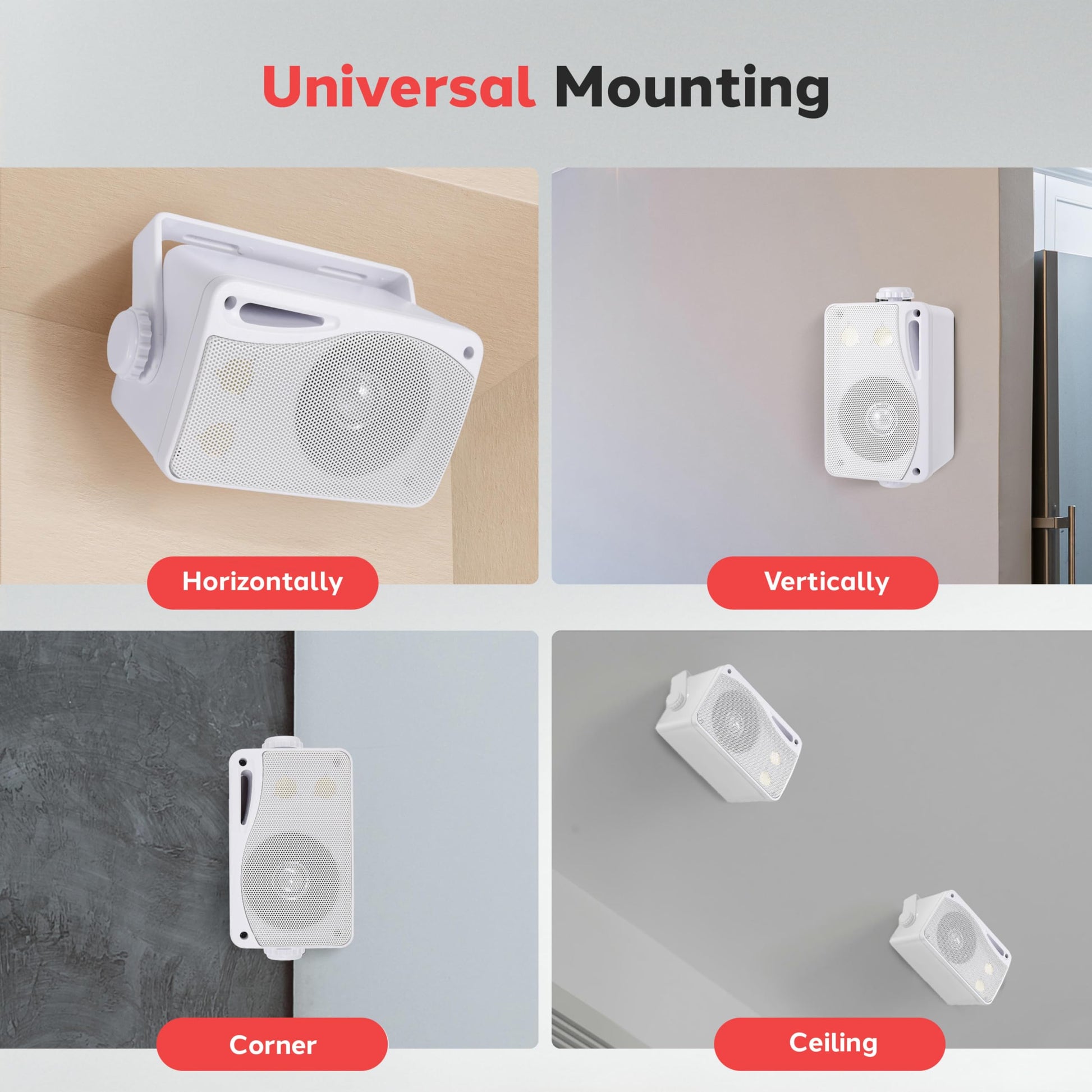 Juego de Parlantes de Exterior 3 Vías PYLE Blanco para Uso en Interior y Exterior