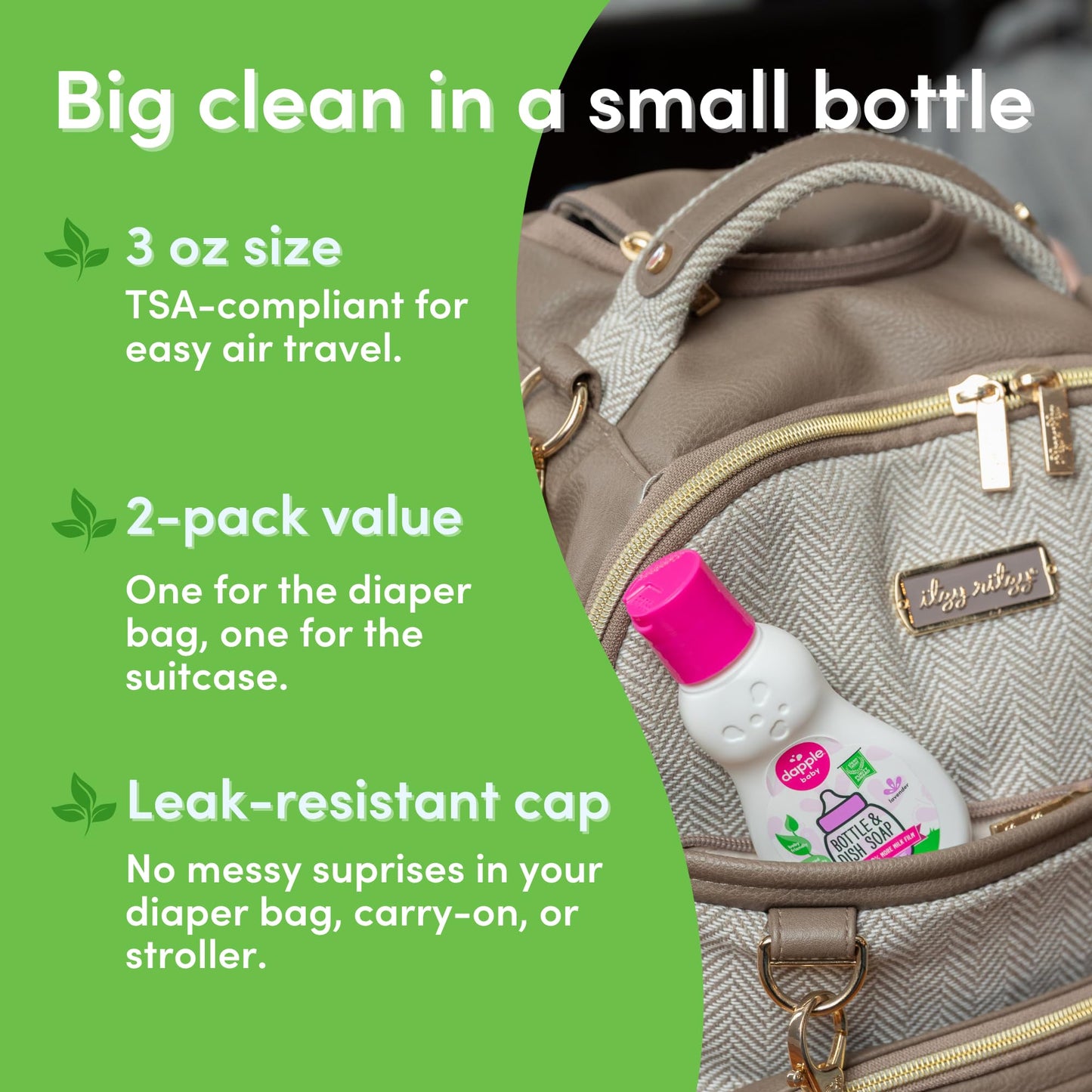 Dapple Baby Bottle and Dish Liquid, Lavender, Travel Size, 3 Fluid Ounce