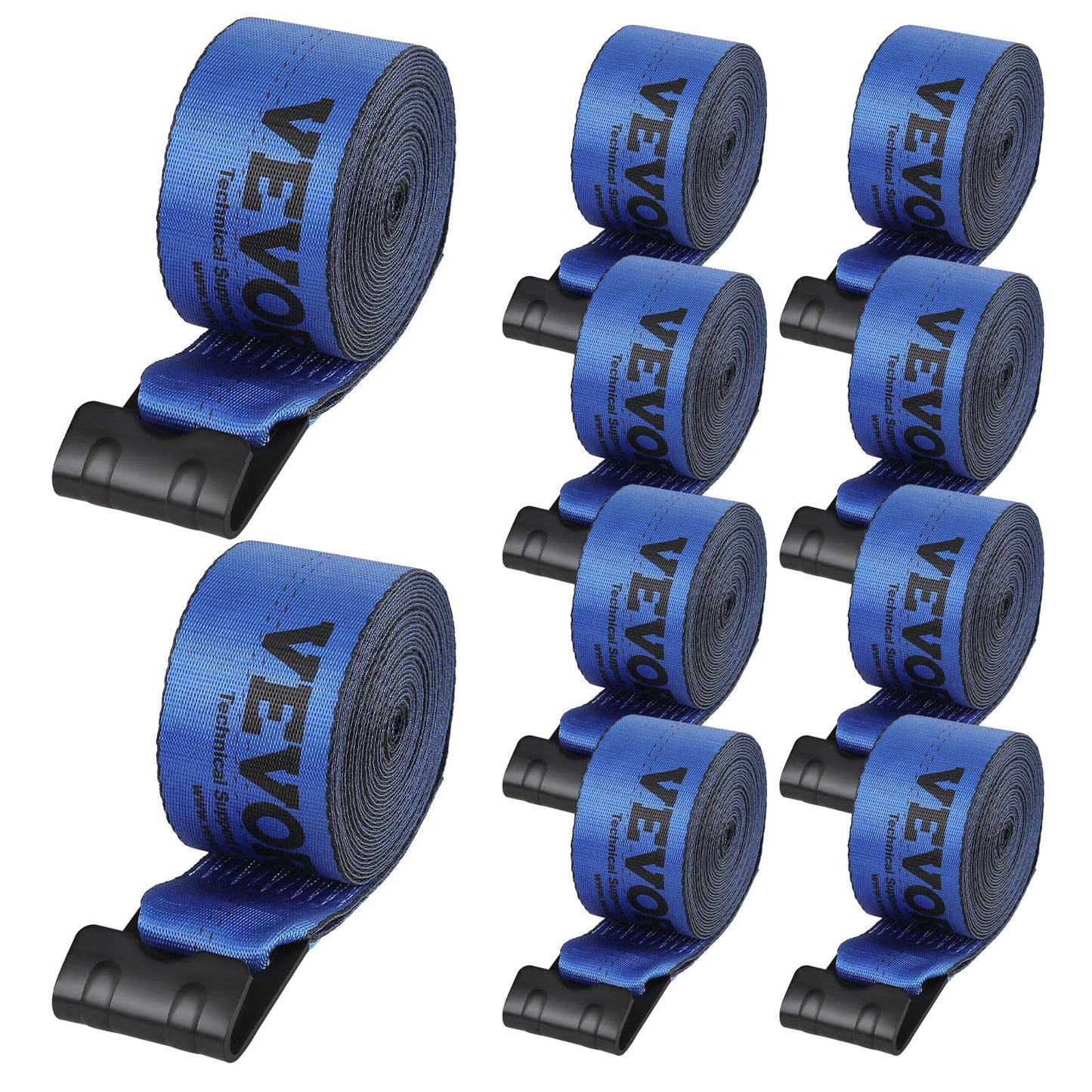 VEVOR - Correas para camión, 4 x 30 pies, Amarre Resistente con Ganchos Planos de 18 Libras, Resistencia a la Rotura, WLL# 6000 Libras, Correas de Carga amarradas para Camas Planas, Camiones,