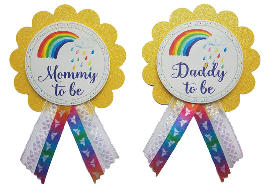 Mommy to Be & Daddy to Be Pin Rainbow Baby Shower Pin para que los padres usen, It's a Girl, It's a Boy Baby Sprinkle, One Size