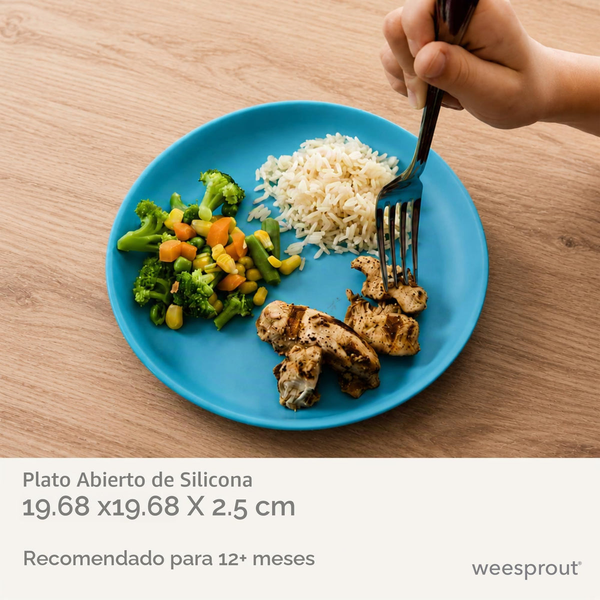 WeeSprout Platos para bebés y niños pequeños con tapas, aptos para microondas y lavaplatos, platos de silicona 100% de grado alimenticio, tapas de plástico duro, paquete de 3