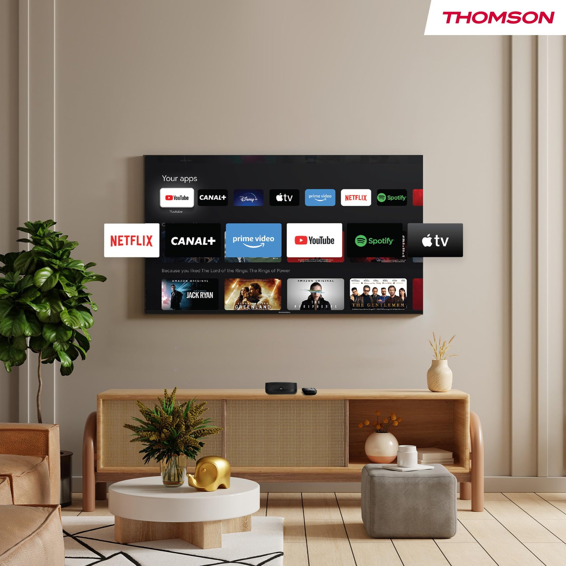 Streaming Box Thomson Plus 270 Negro con Altavoz Integrado y Google TV 4K UHD