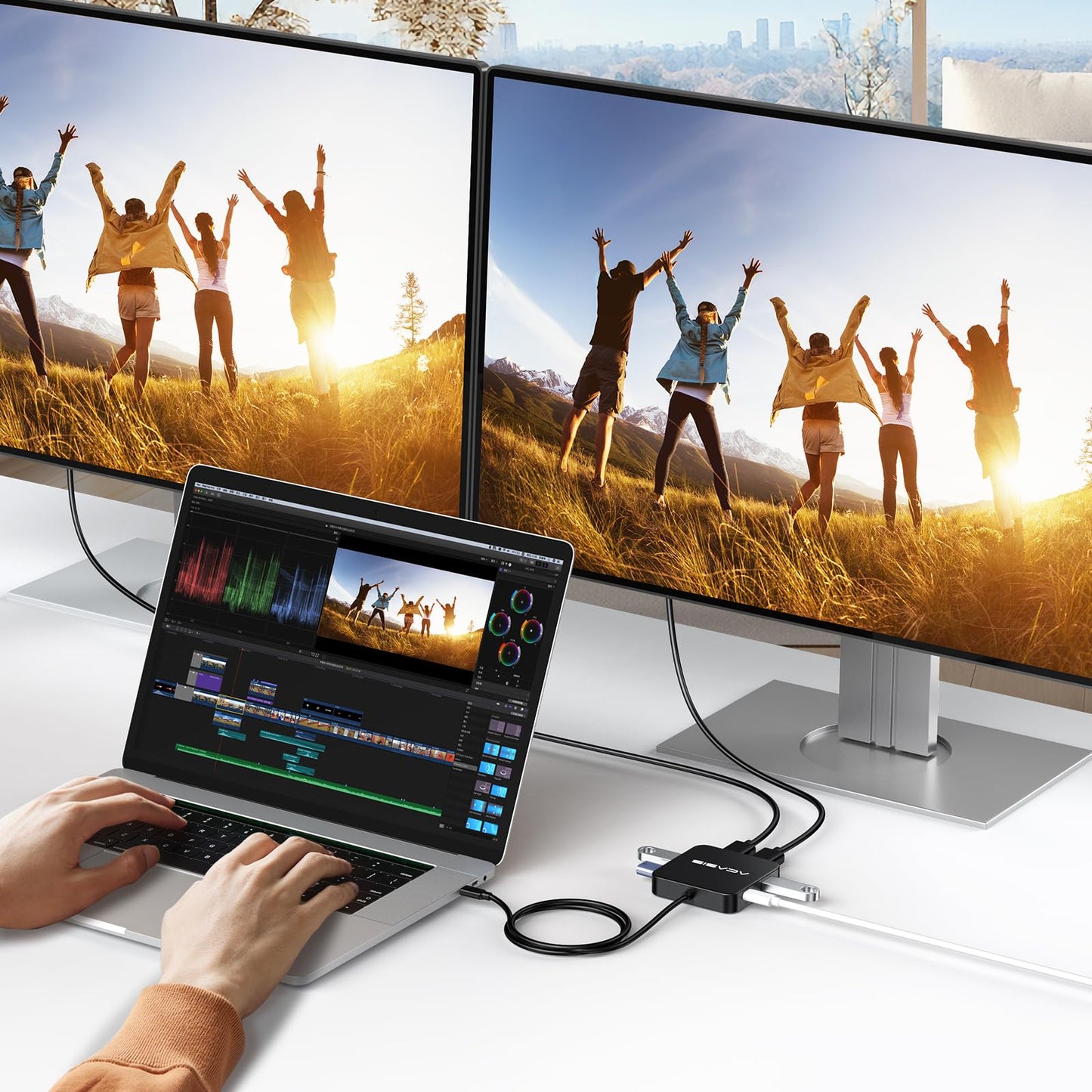 Estación de Acoplamiento ACASIS HDMI Dual con Carga PD de 100 W Puertos Datos USB-C y USB-A 5 Gbps para Dell XPS HP Lenovo Surface Yoga