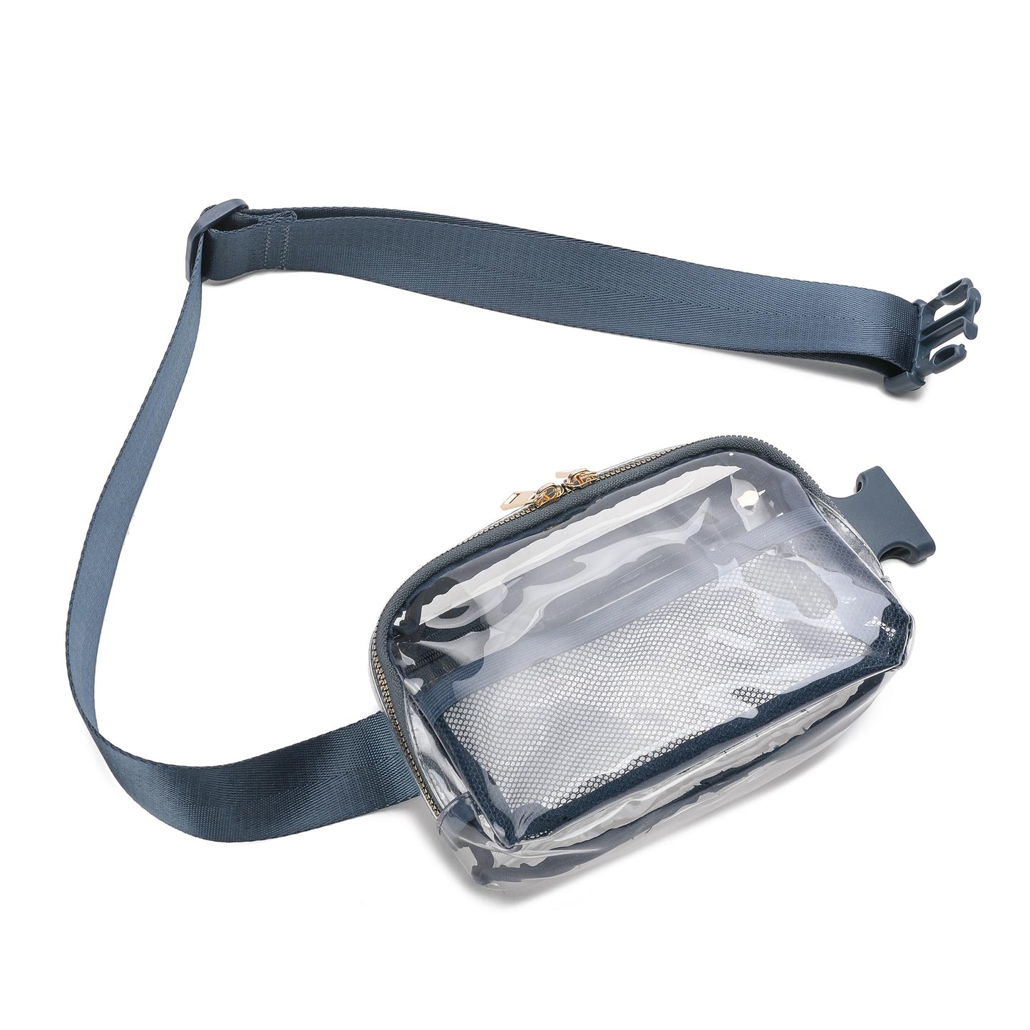 Riñonera Moda Transparente Pequeño con Correa Ajustable Azul para Mujer y Hombre