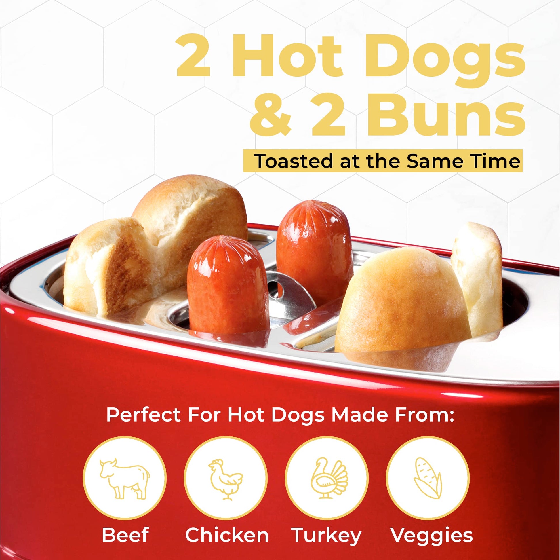 Nostalgia hdt600retrored Retro Series Pop-up Hot Dog tostador, rojo