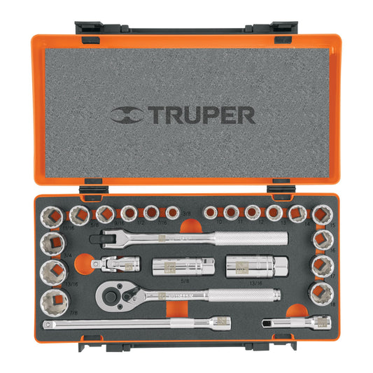 Juego de Autoclé Truper JD-3/8X26MP Mixto de 26 Piezas 3/8 Pulgadas