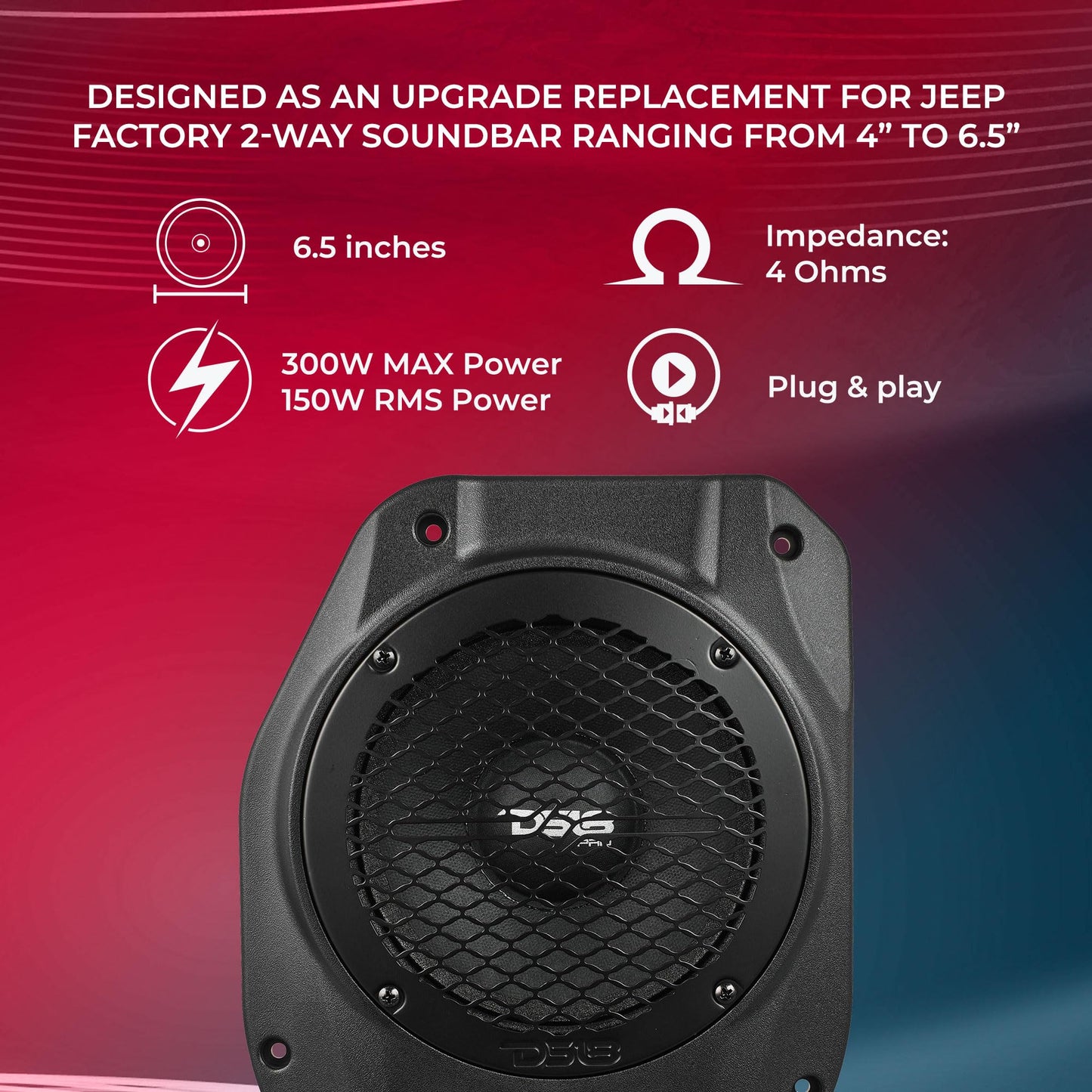DS18 JL-SB6 - Carcasa de barra de sonido con neodimio de 6.5 pulgadas de rango medio y altavoz de agudos compatible con Jeep Wrangler JL/JLU | Modelos Gladiator JT 2018-2023 altavoces izquierdo y