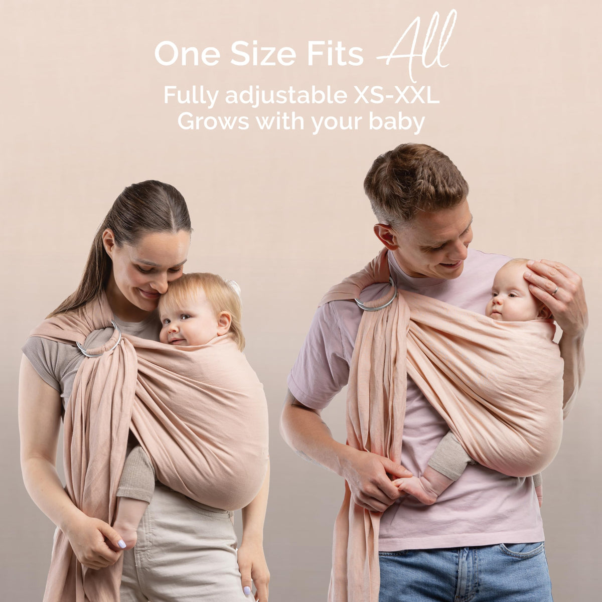 Boba Ring Sling Portabebés - Para recién nacidos hasta niños pequeños, ligero y transpirable, saludable para la cadera, carga frontal y en cadera, 3.6–15.9 kg (8–35 lbs) (Peonía)