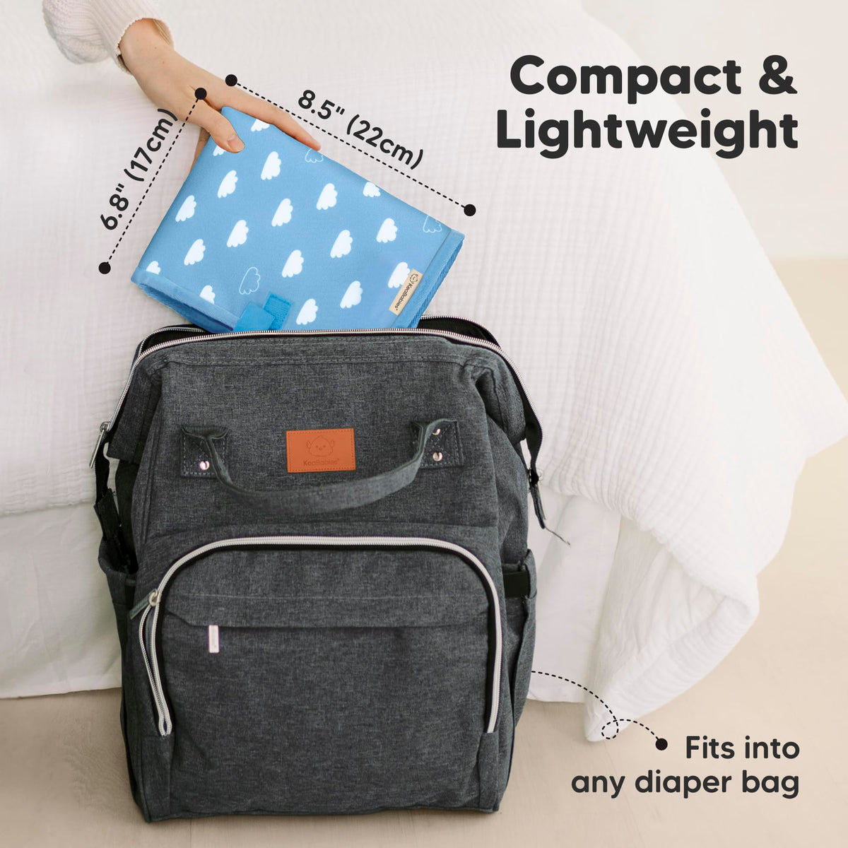 KeaBabies - Cambiador portátil de pañales, fácil de limpiar, plegable e impermeable para bolsa de pañales, compacto, ligero, recién nacido de 25 x 13 pulgadas, bebé, cambiador de bebé esencial de