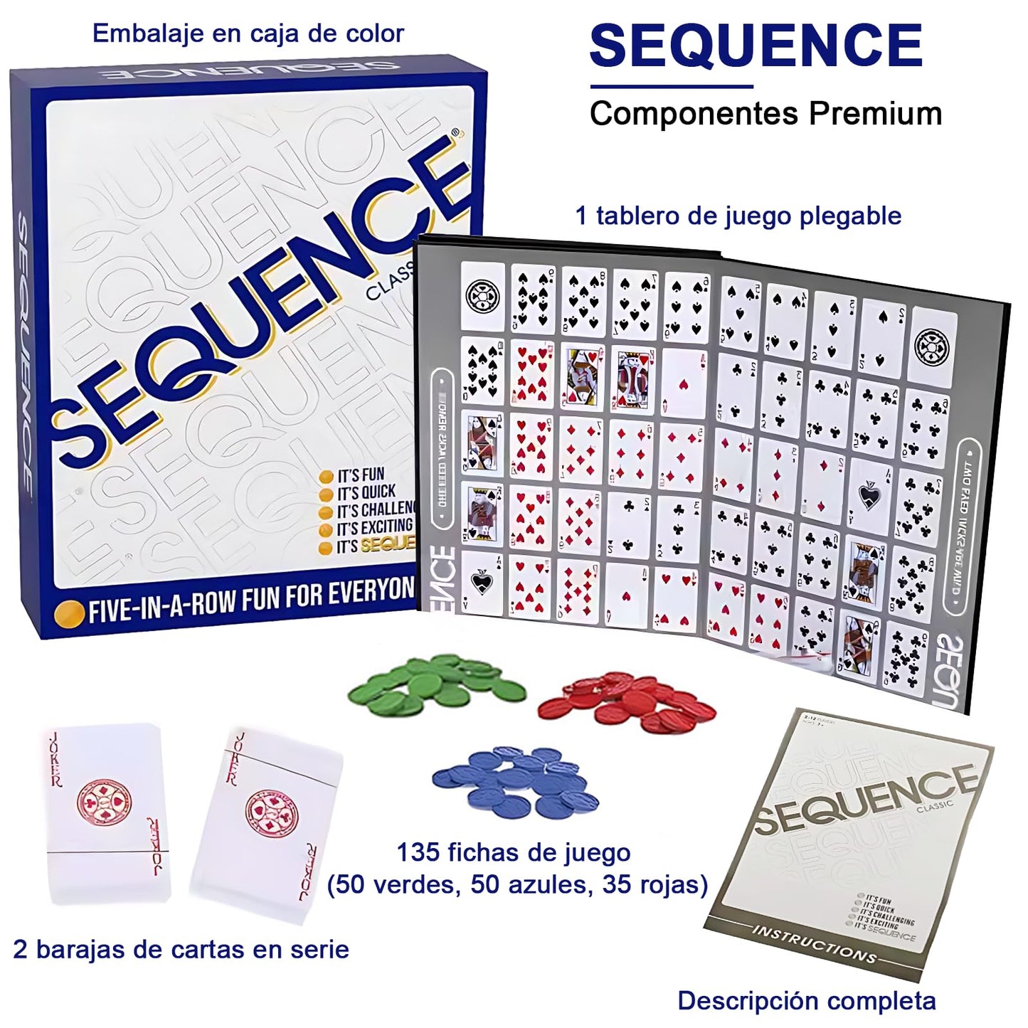 Juego de Mesa TDVCVZSD Azul con Cartas y Fichas para Fiestas y Familias