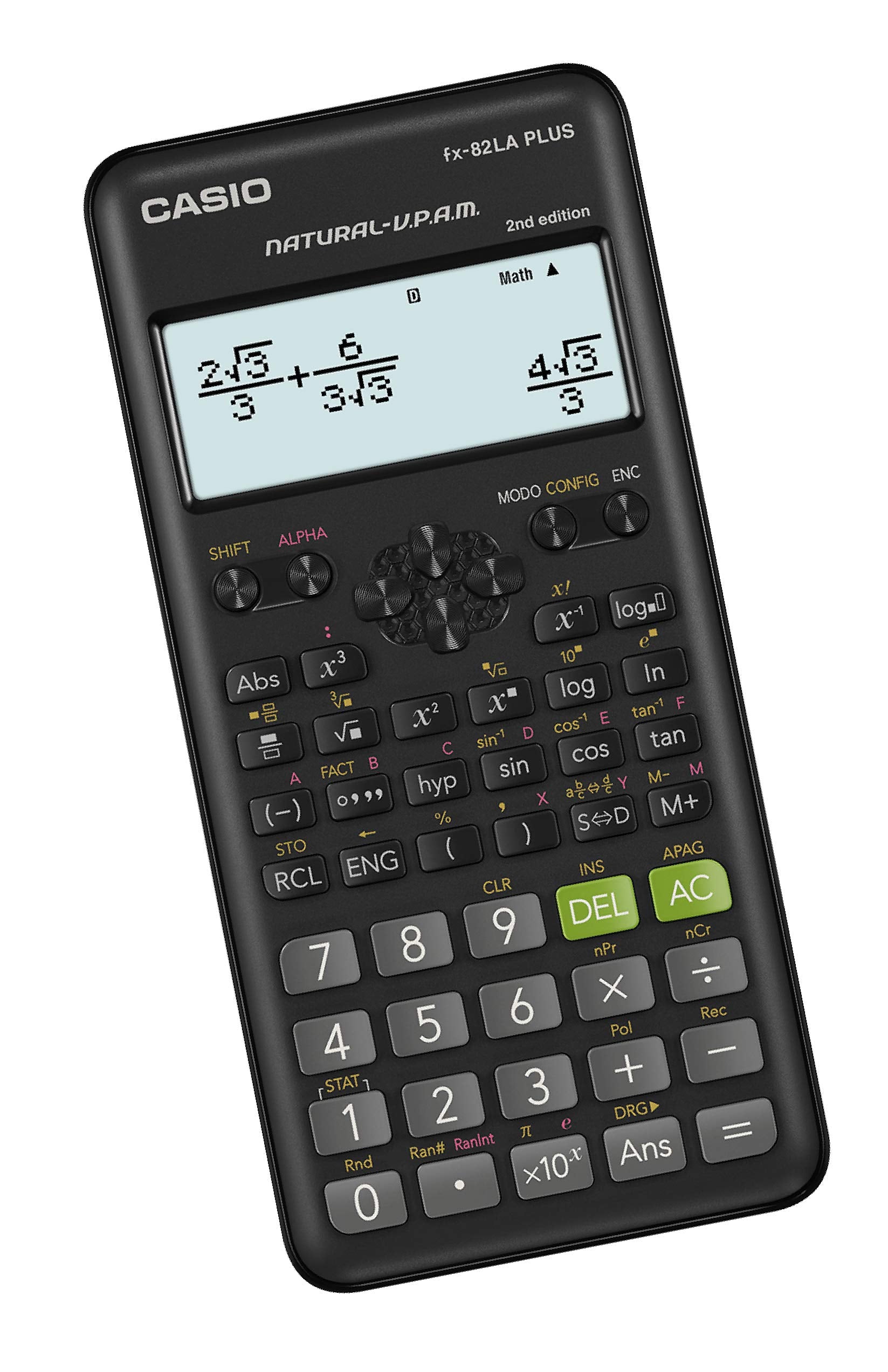 Casio FX-82LAPLUS2-BKSMT Calculadora Cientifica de 252 Funciones, Calculos fraccionarios, Estadistica, Combinacion y Permutacion