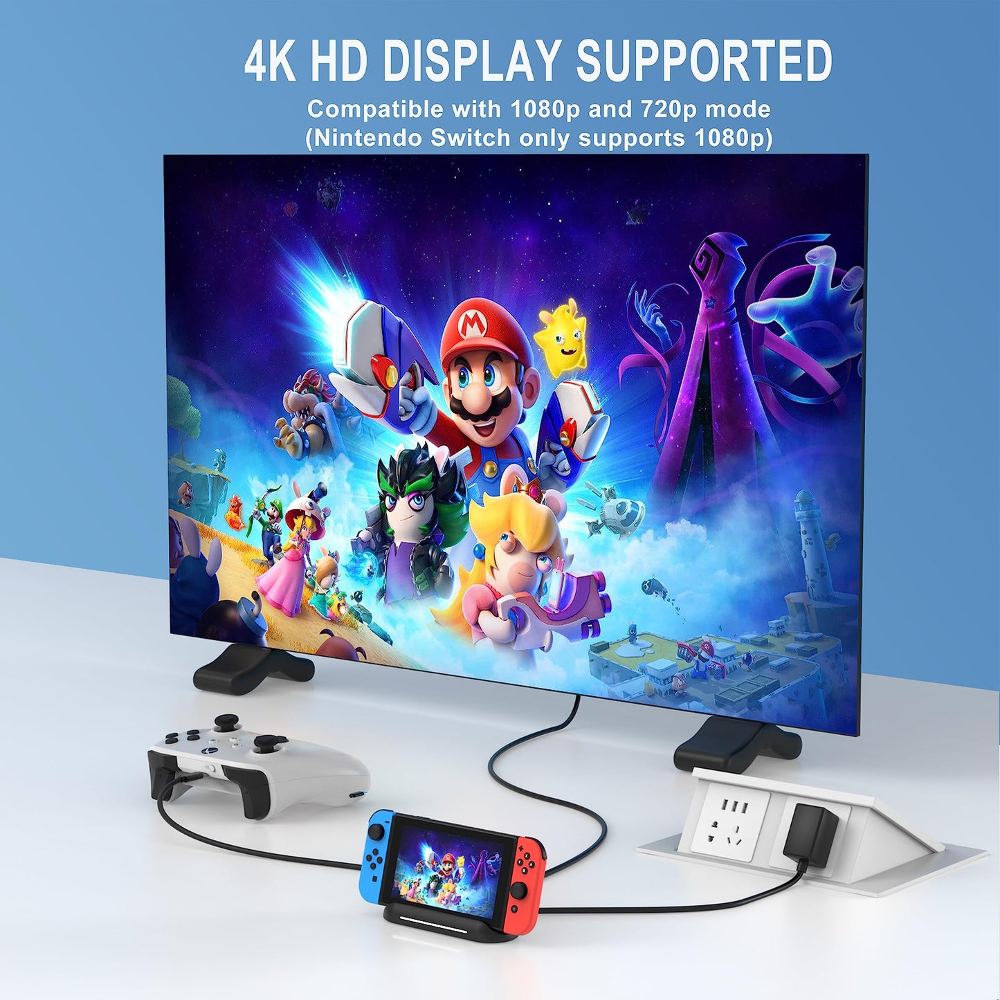 RREAKA Switch Dock for OLED Nintendo Switch, Portable 4k HDMI TV Dock Hub Adapter with HDMI USB 3.0 Port and USB c Charging, Travel Docking Station for Nintendo Switch